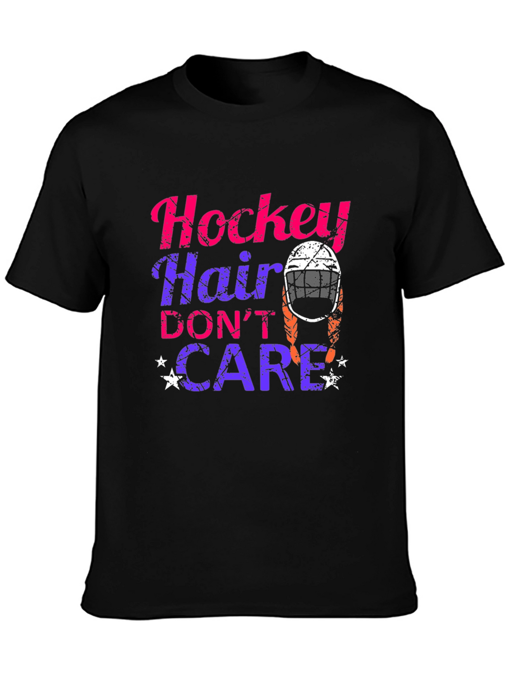 Hockey Hair Dont Care Graphic T-Shirt