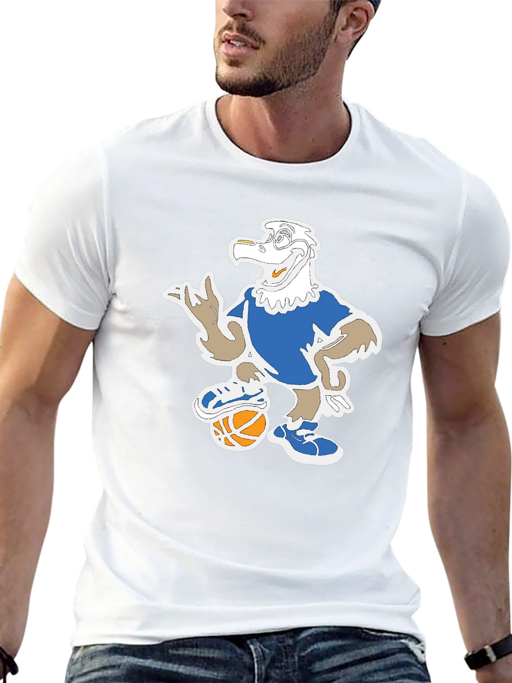 Cartoon Eagle Basketball T-Shirt