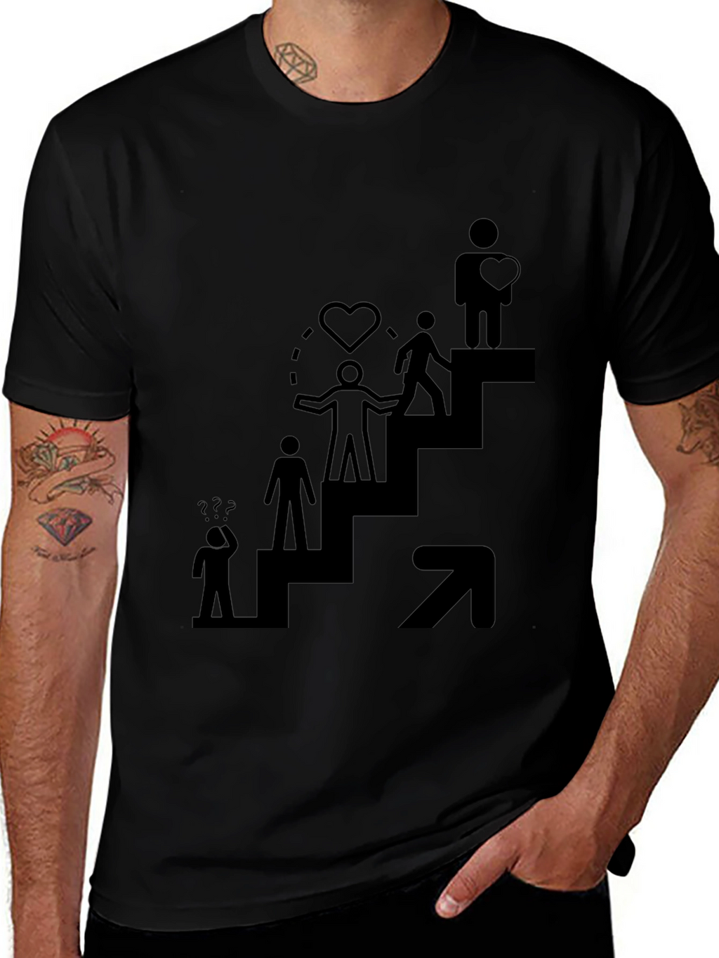 Motivational Steps Black Graphic Tee
