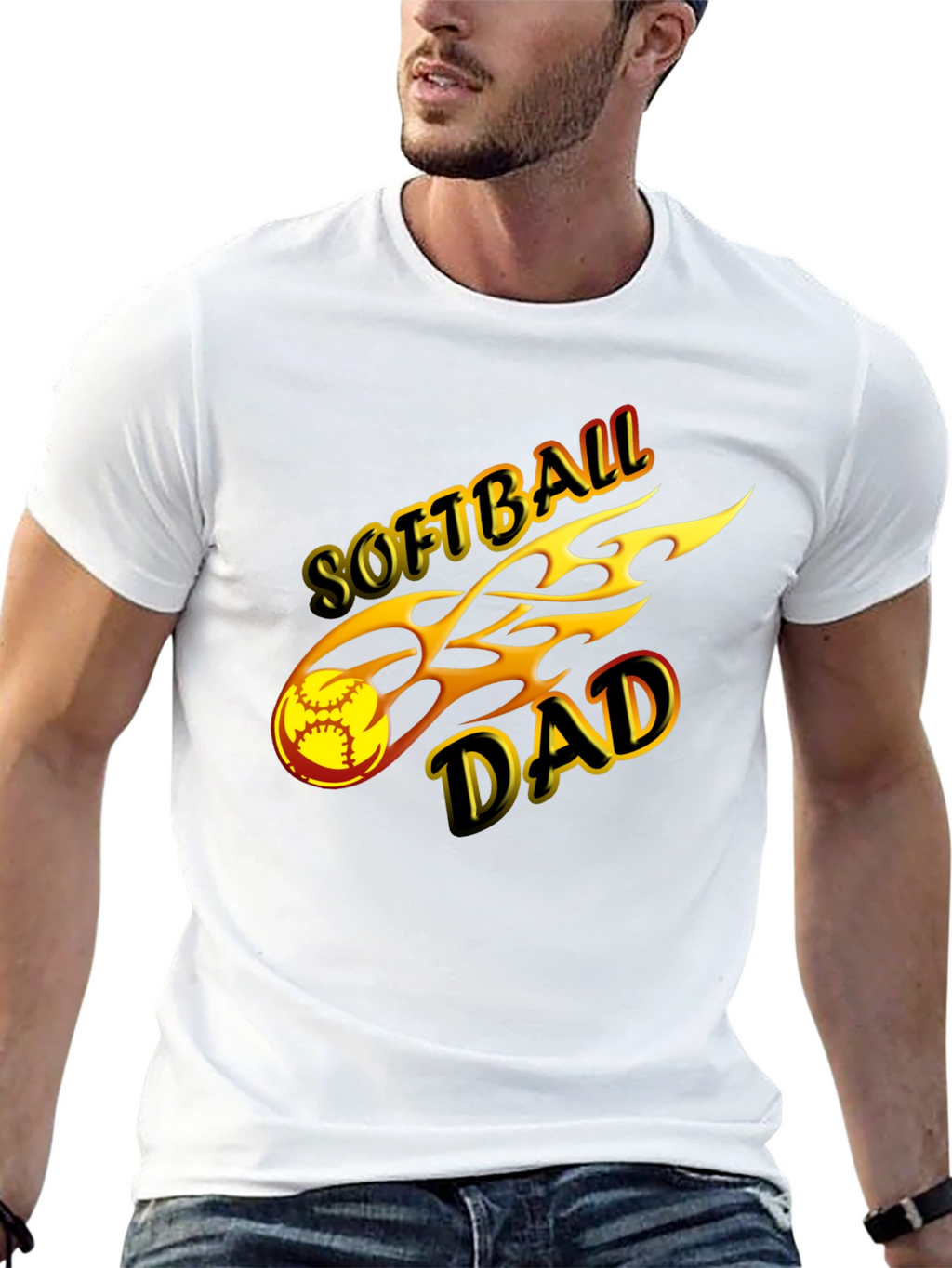 Softball Dad T-Shirt Black Graphic Tee