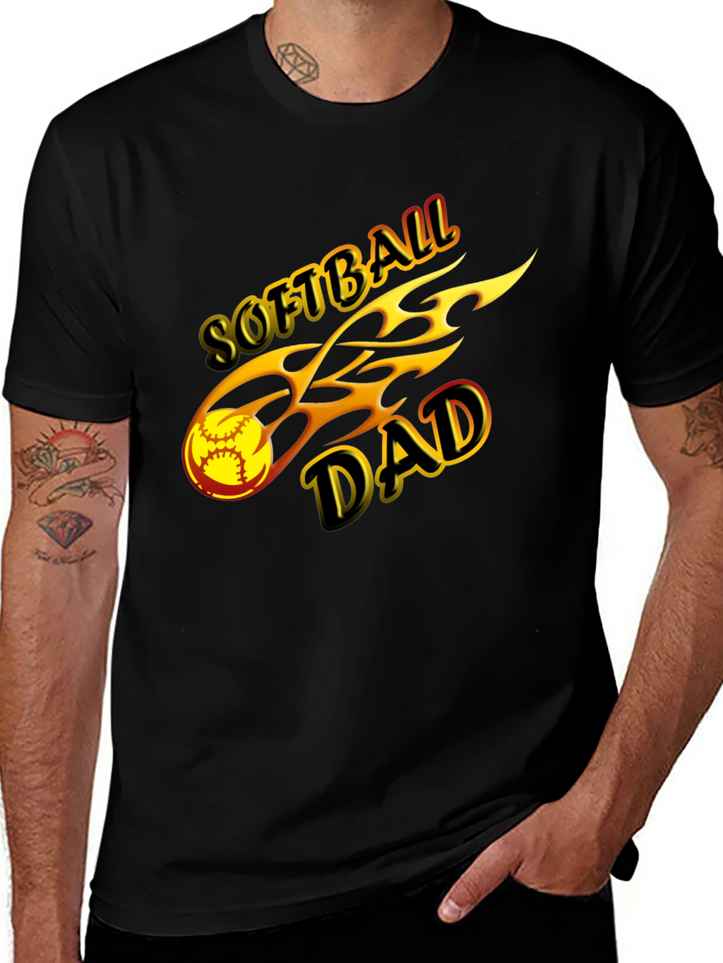 Softball Dad T-Shirt Black Graphic Tee