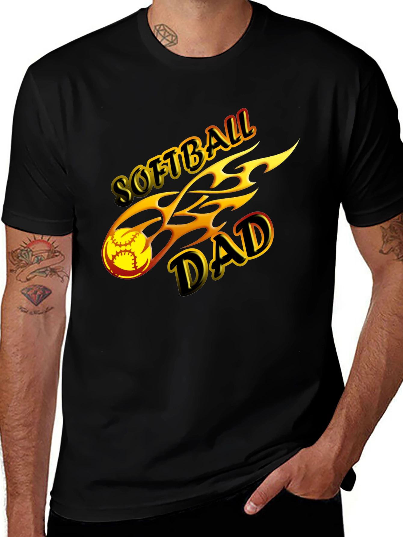 Softball Dad T-Shirt Black Graphic Tee