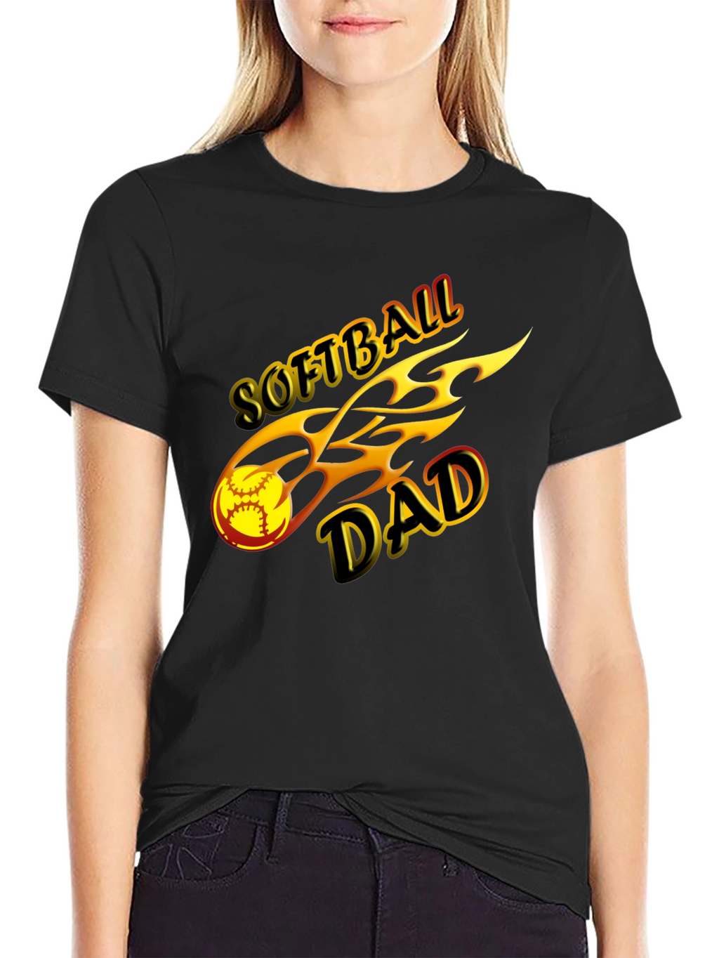 Softball Dad T-Shirt Black Graphic Tee