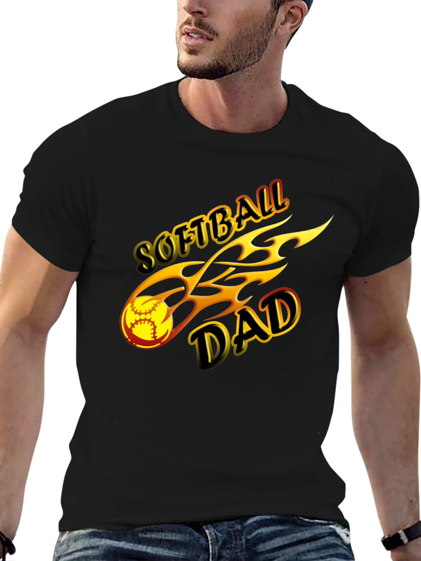 Softball Dad T-Shirt Black Graphic Tee