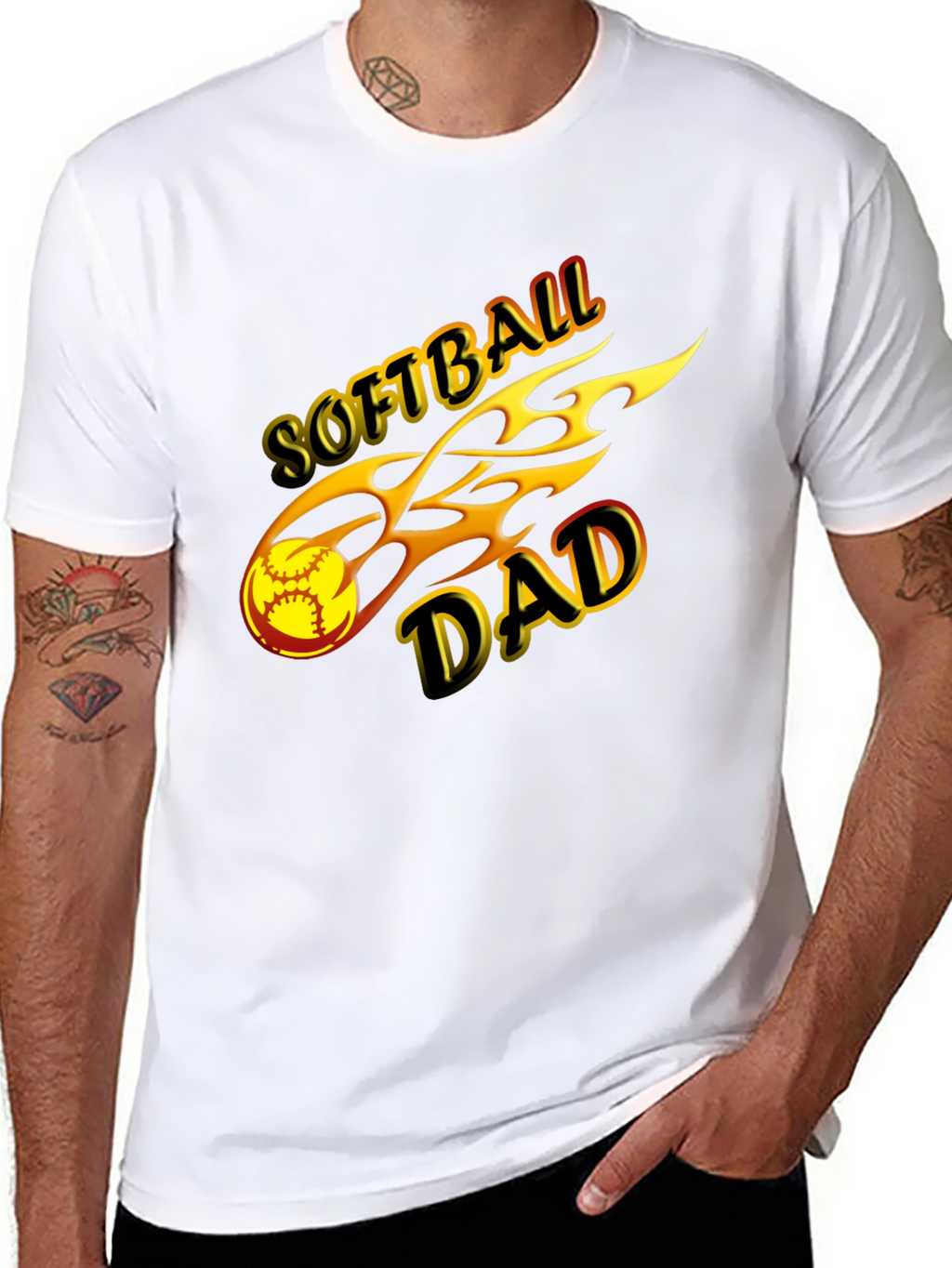 Softball Dad T-Shirt Black Graphic Tee