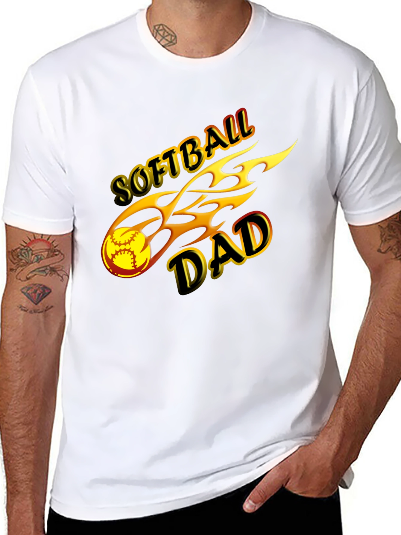 Softball Dad T-Shirt Black Graphic Tee