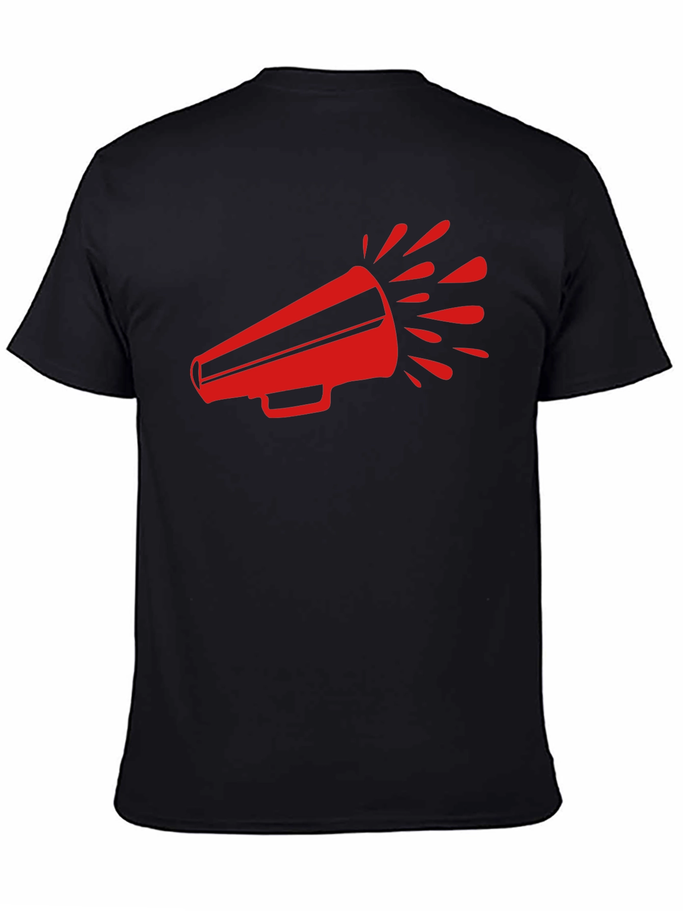 Red Megaphone Graphic Tee - Bold Black T-Shirt