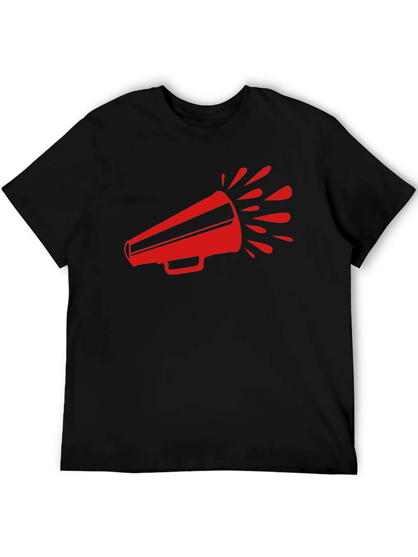 Red Megaphone Graphic Tee - Bold Black T-Shirt