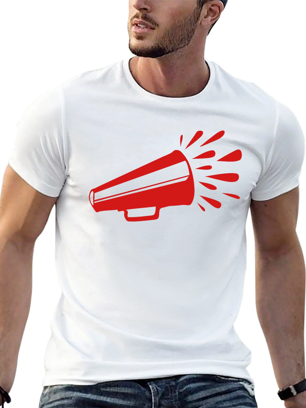 Red Megaphone Graphic Tee - Bold Black T-Shirt