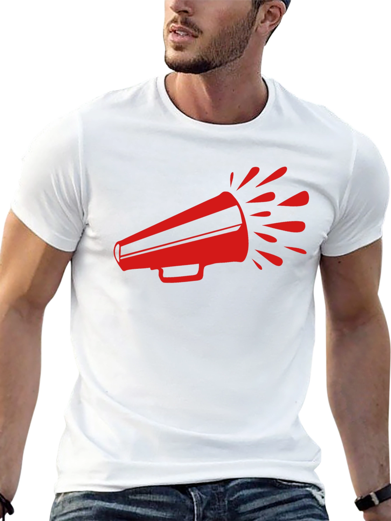 Red Megaphone Graphic Tee - Bold Black T-Shirt