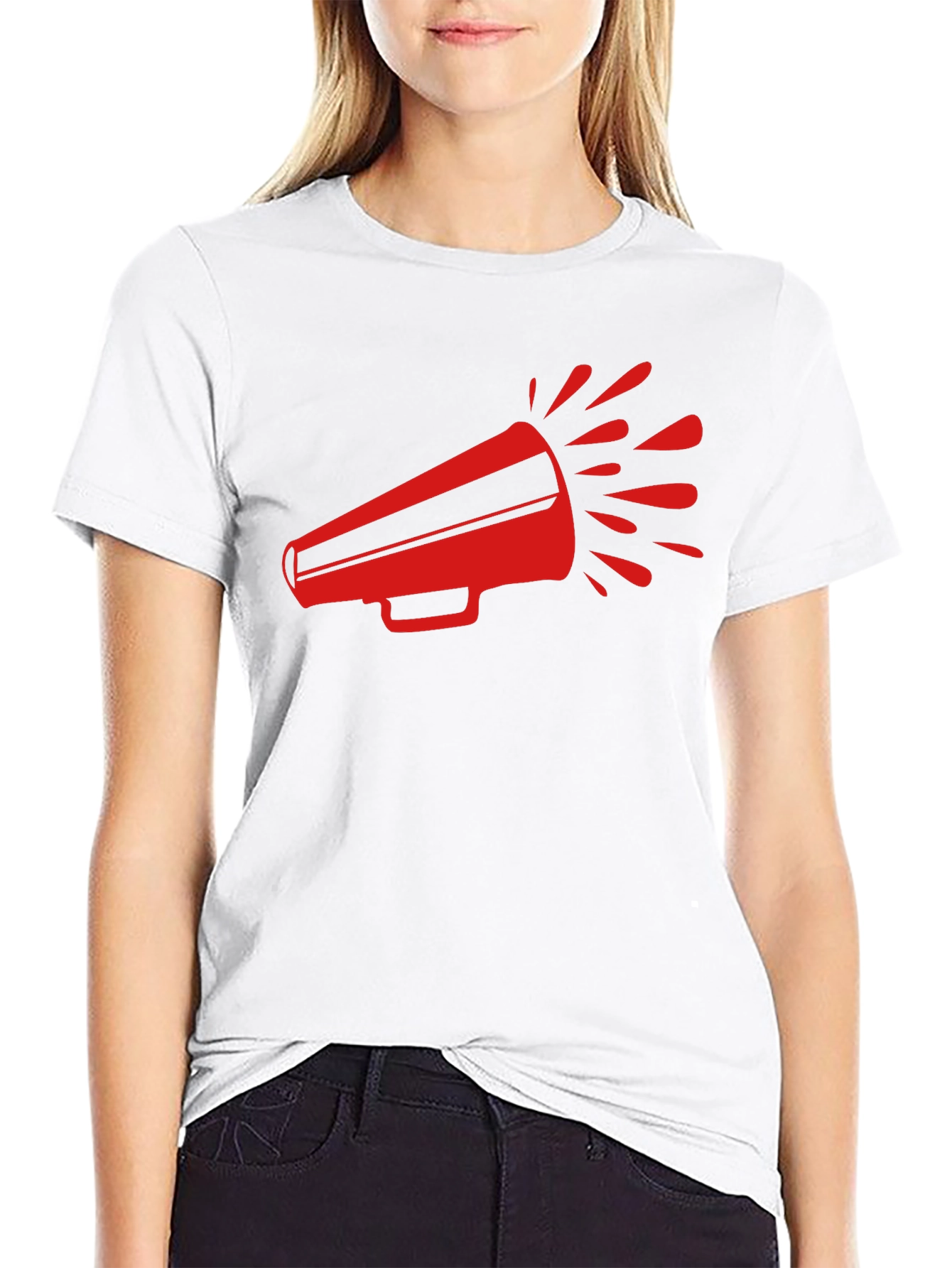 Red Megaphone Graphic Tee - Bold Black T-Shirt