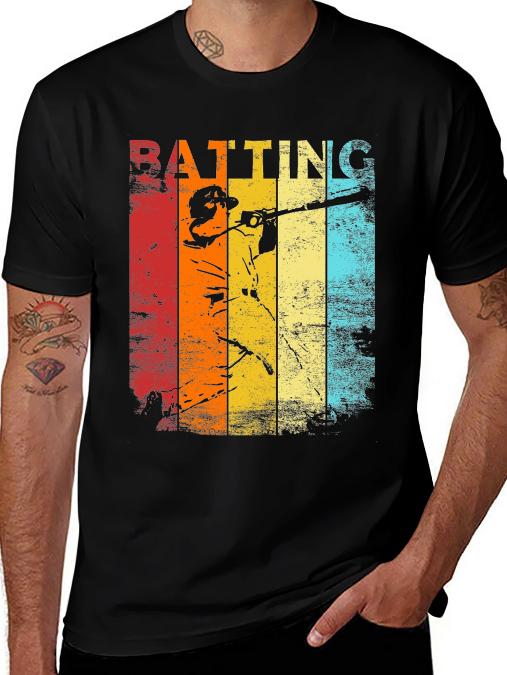 Retro Baseball Batting T-Shirt
