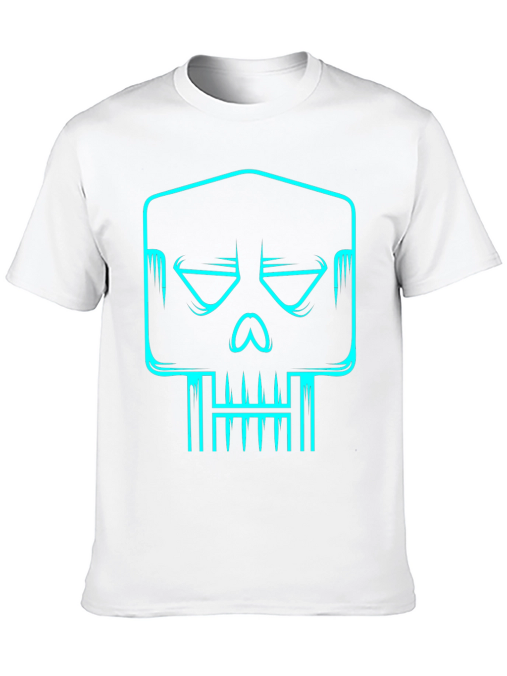 Cyber Skull Graphic Tee - Black Cotton T-Shirt