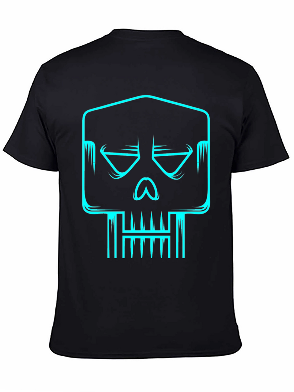 Cyber Skull Graphic Tee - Black Cotton T-Shirt