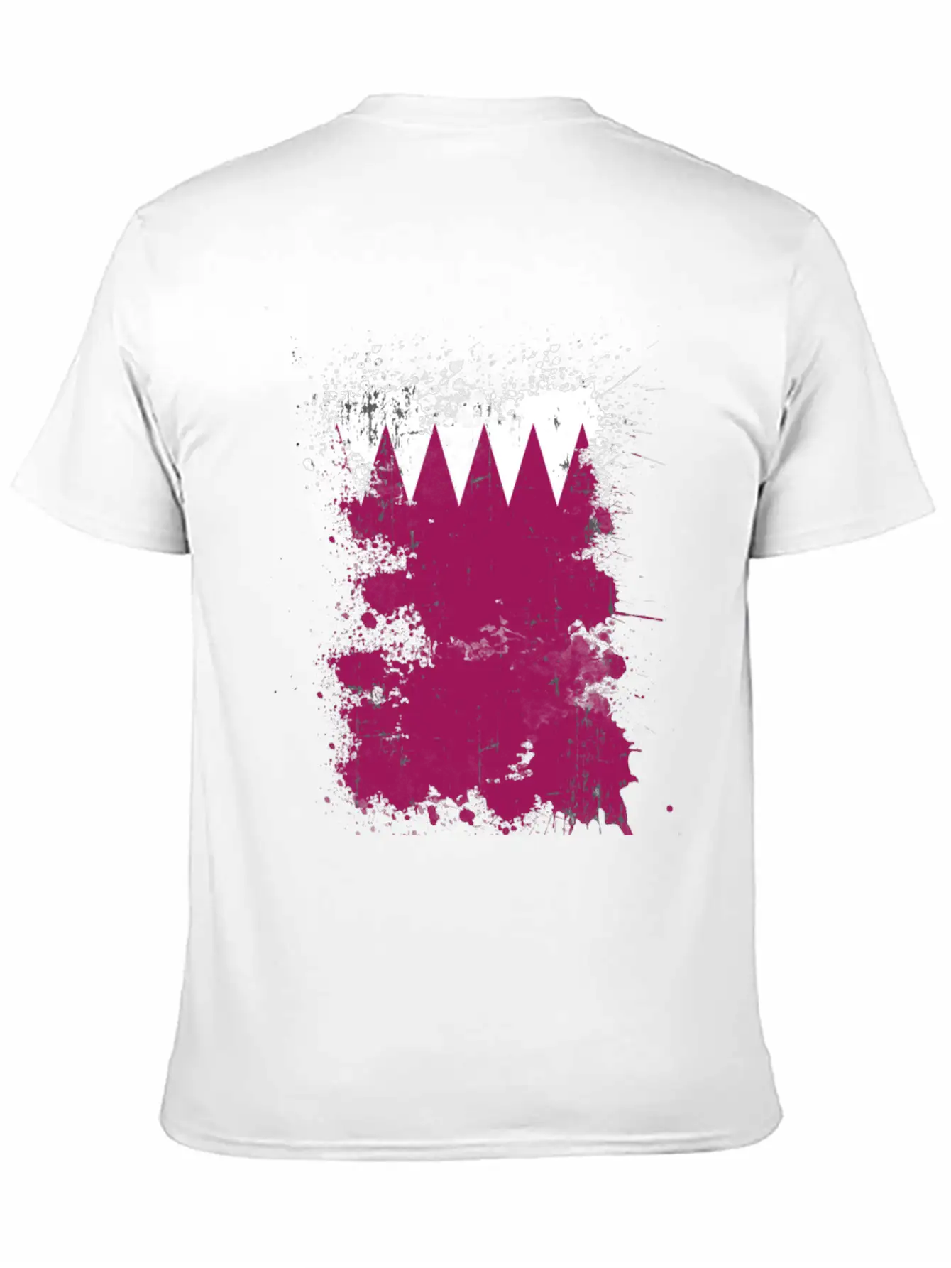 Qatar Flag Paint Splatters Paint Blob Art Unisex Short Sleeve Soft Cotton T-Shirt – Casual Everyday Wear