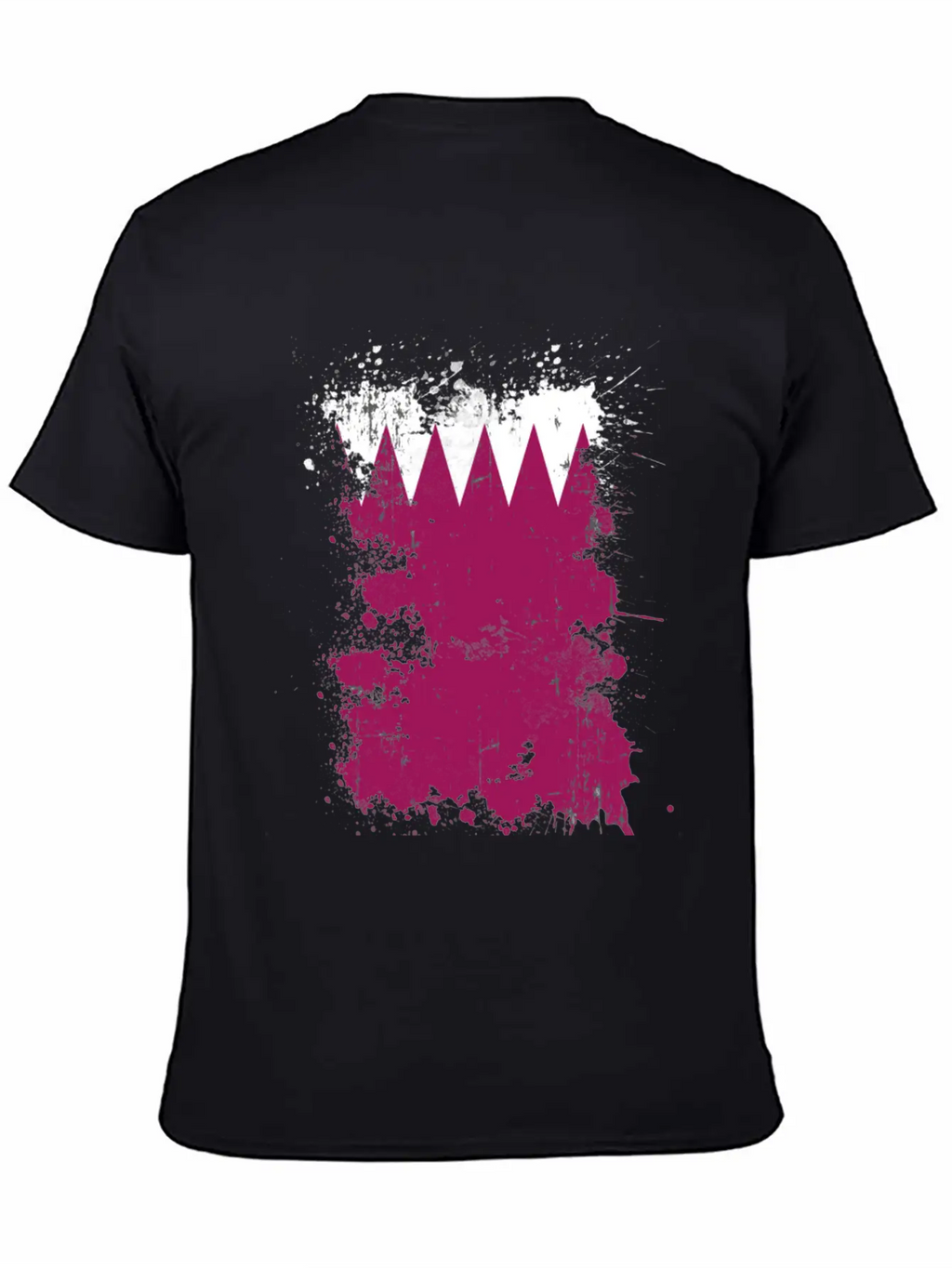 Qatar Flag Paint Splatters Paint Blob Art Unisex Short Sleeve Soft Cotton T-Shirt – Casual Everyday Wear