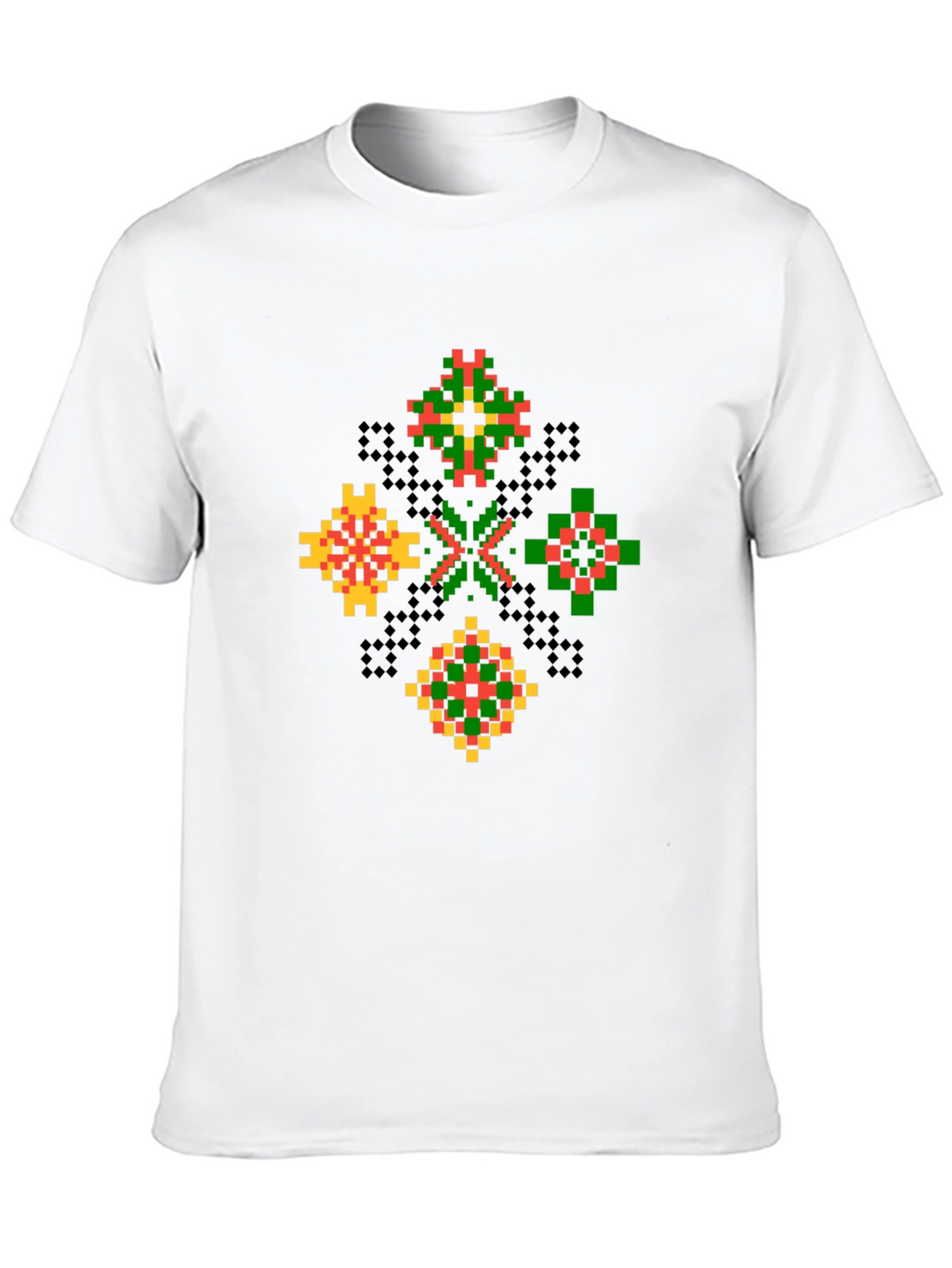 Geometric Pixel Art T-Shirt - Black