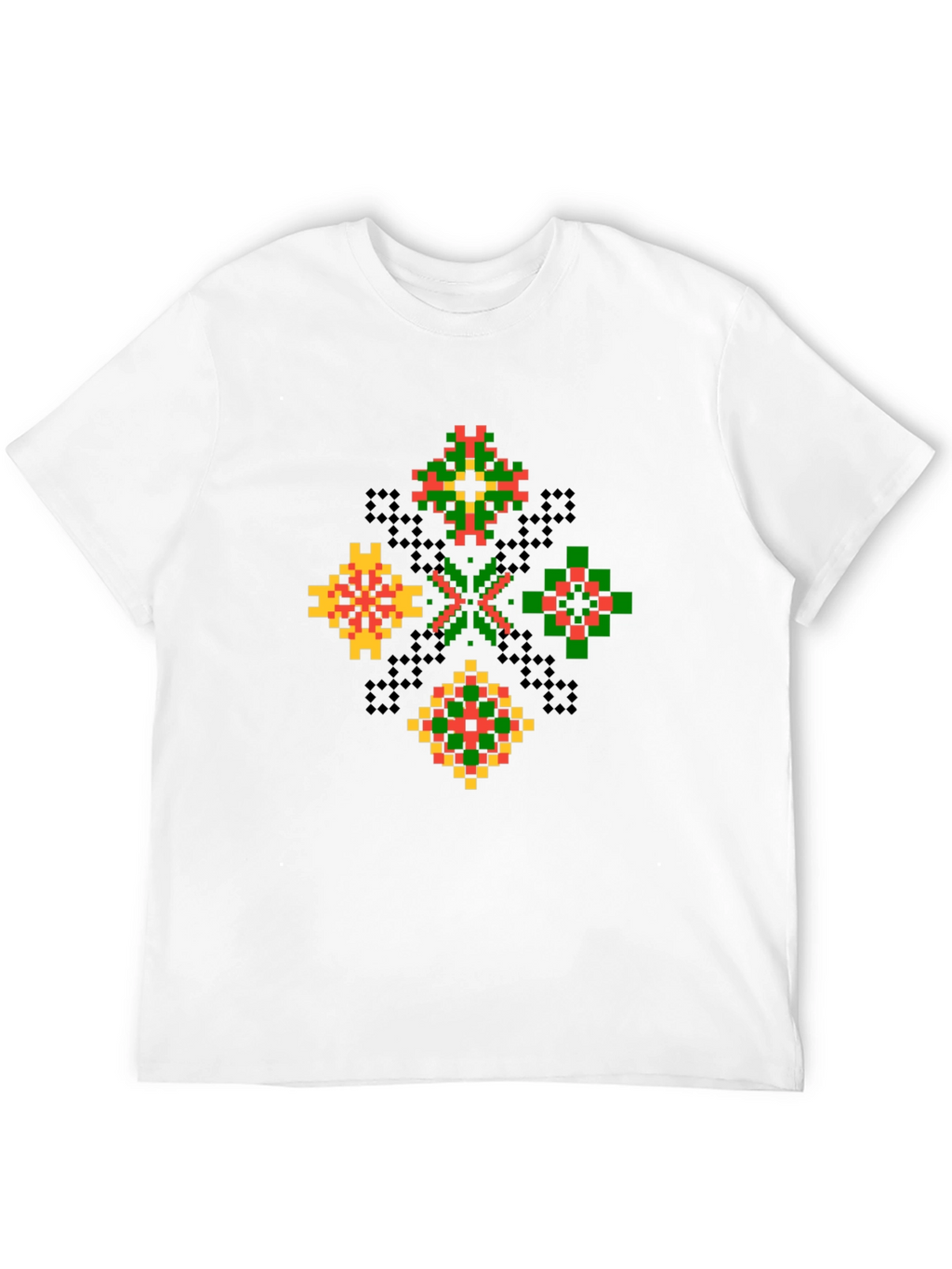 Geometric Pixel Art T-Shirt - Black