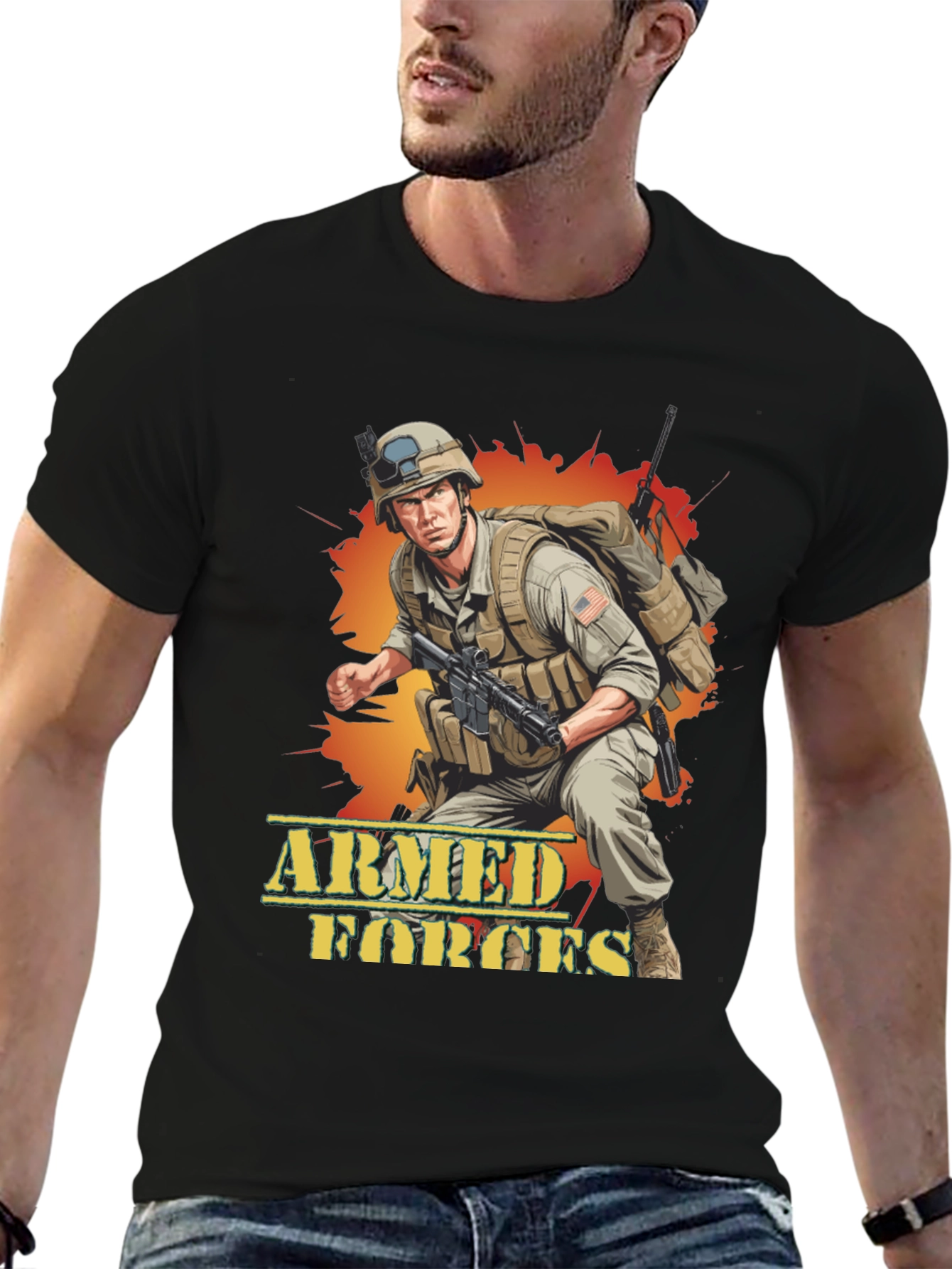 Armed Forces Graphic Tee - Military Soldier Design