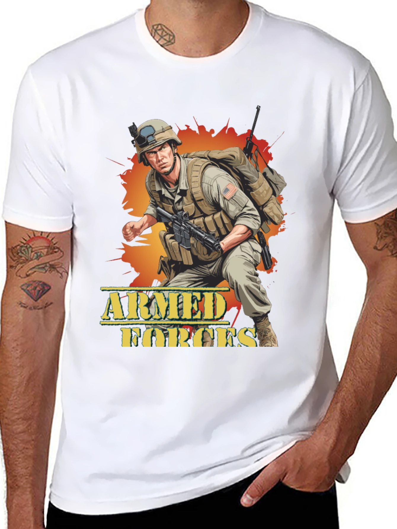 Armed Forces Graphic Tee - Military Soldier Design