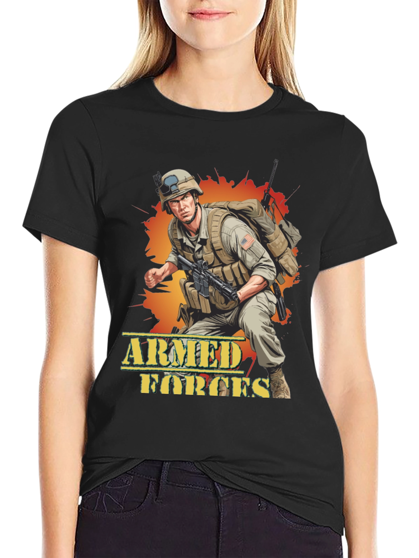 Armed Forces Graphic Tee - Military Soldier Design