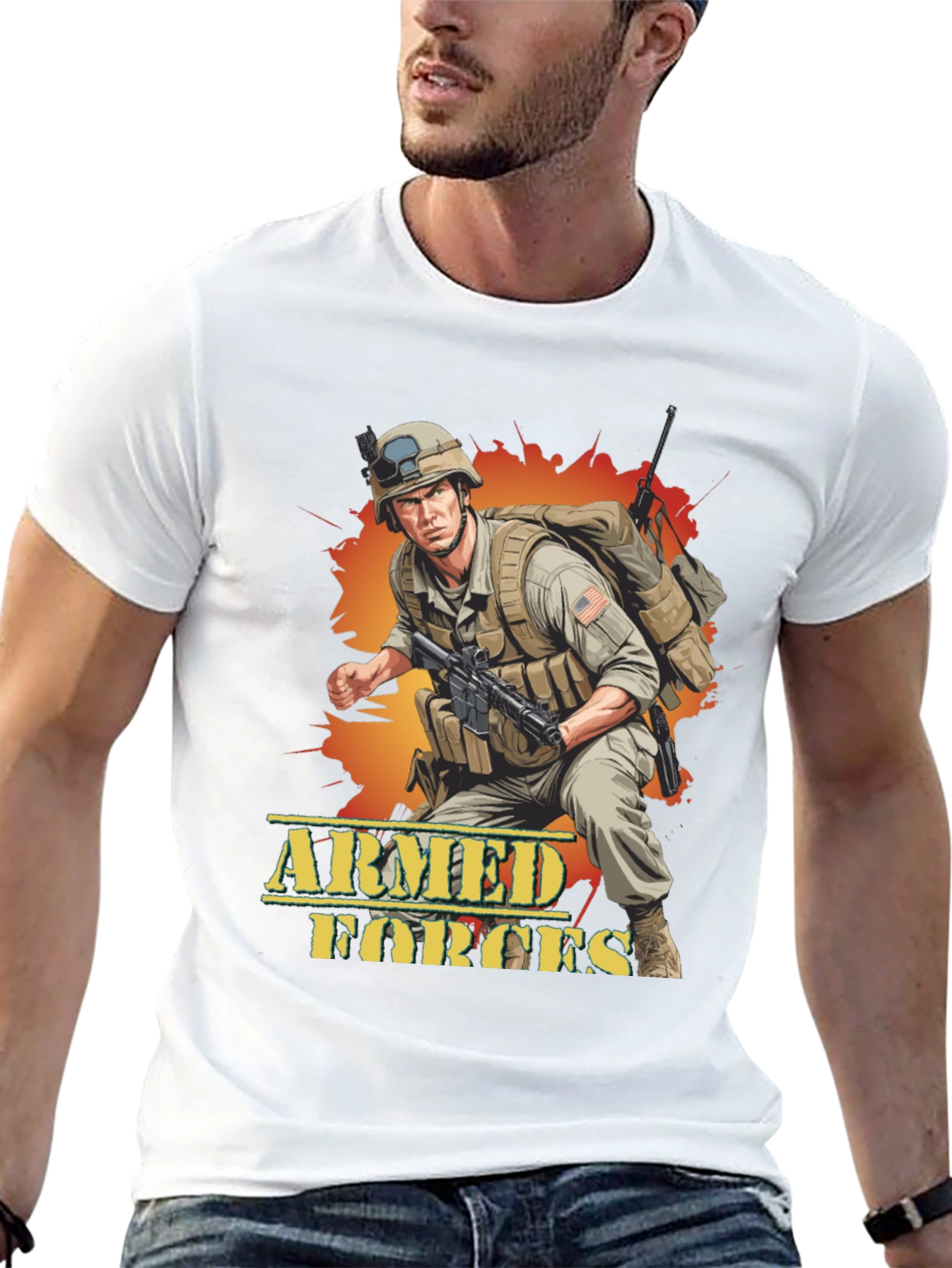 Armed Forces Graphic Tee - Military Soldier Design