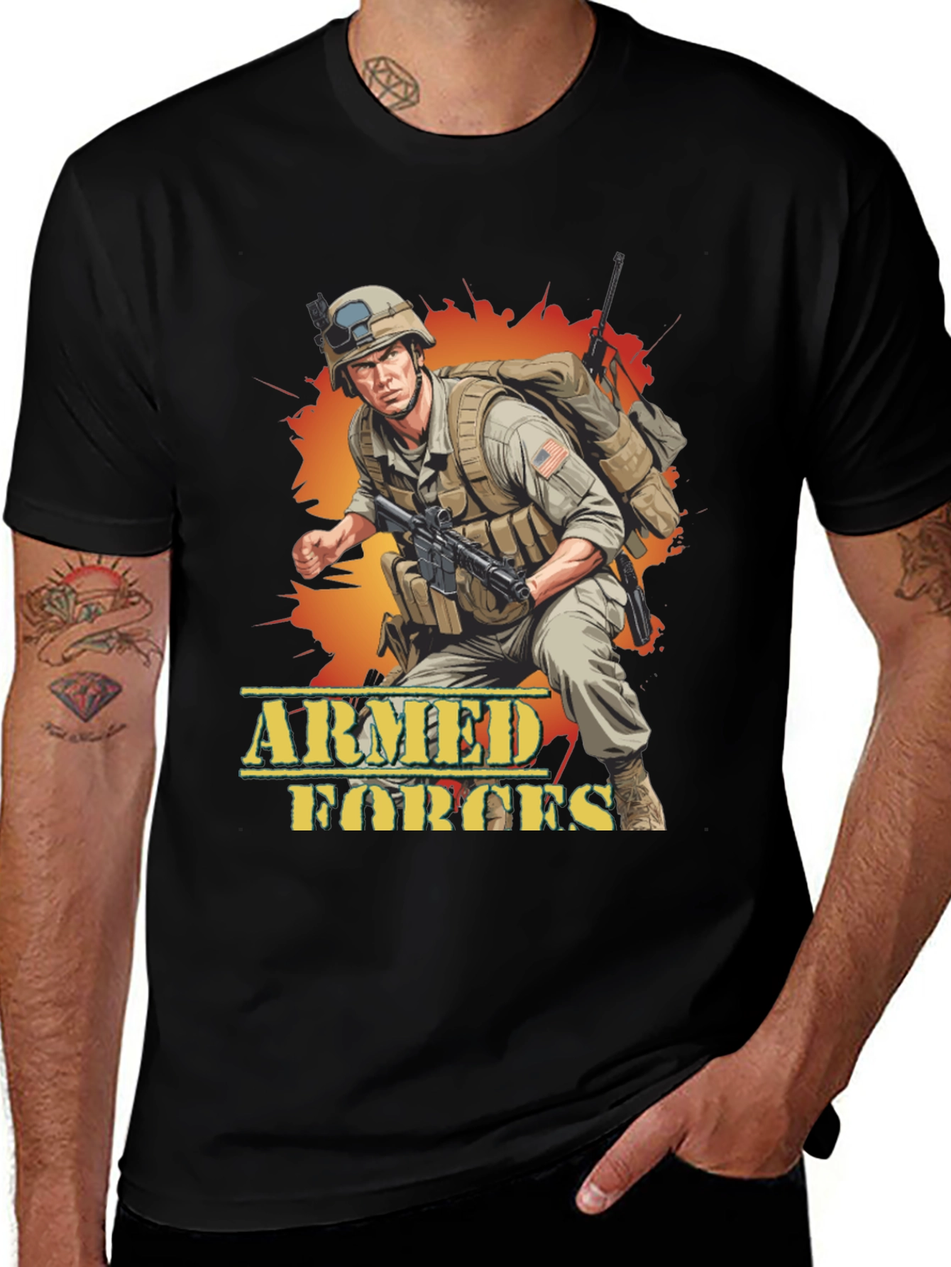 Armed Forces Graphic Tee - Military Soldier Design