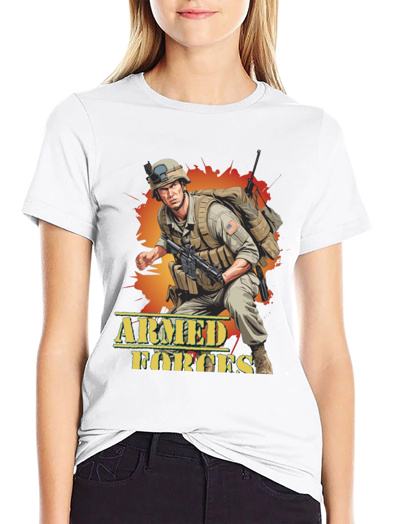 Armed Forces Graphic Tee - Military Soldier Design