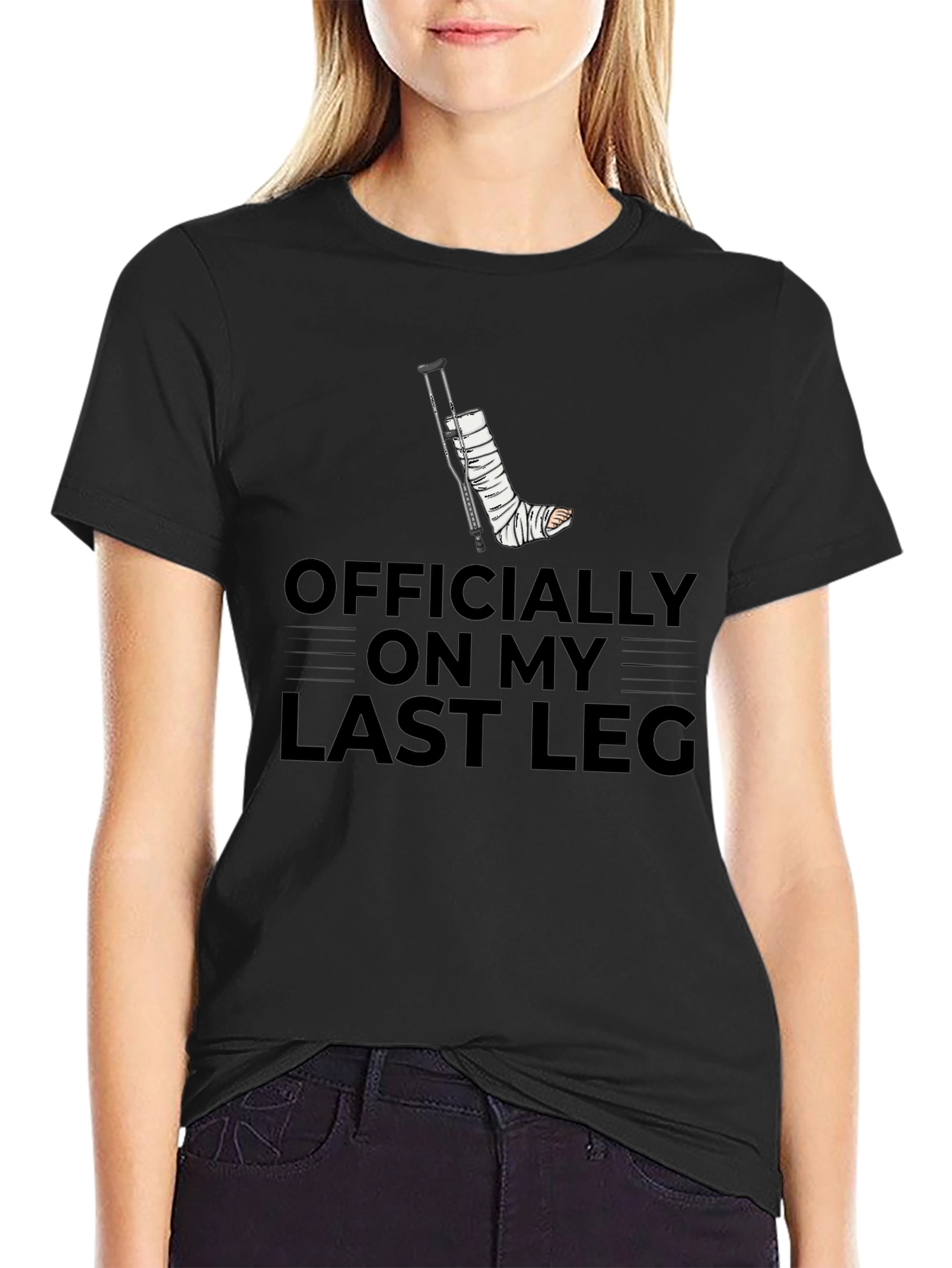Officially On My Last Leg Black T-Shirt