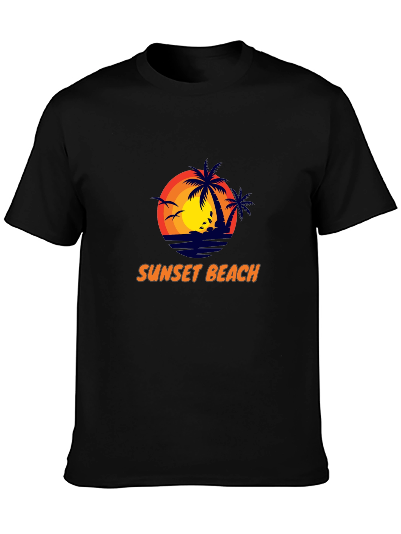 Sunset Beach Graphic Tee - Stylish Black T-Shirt