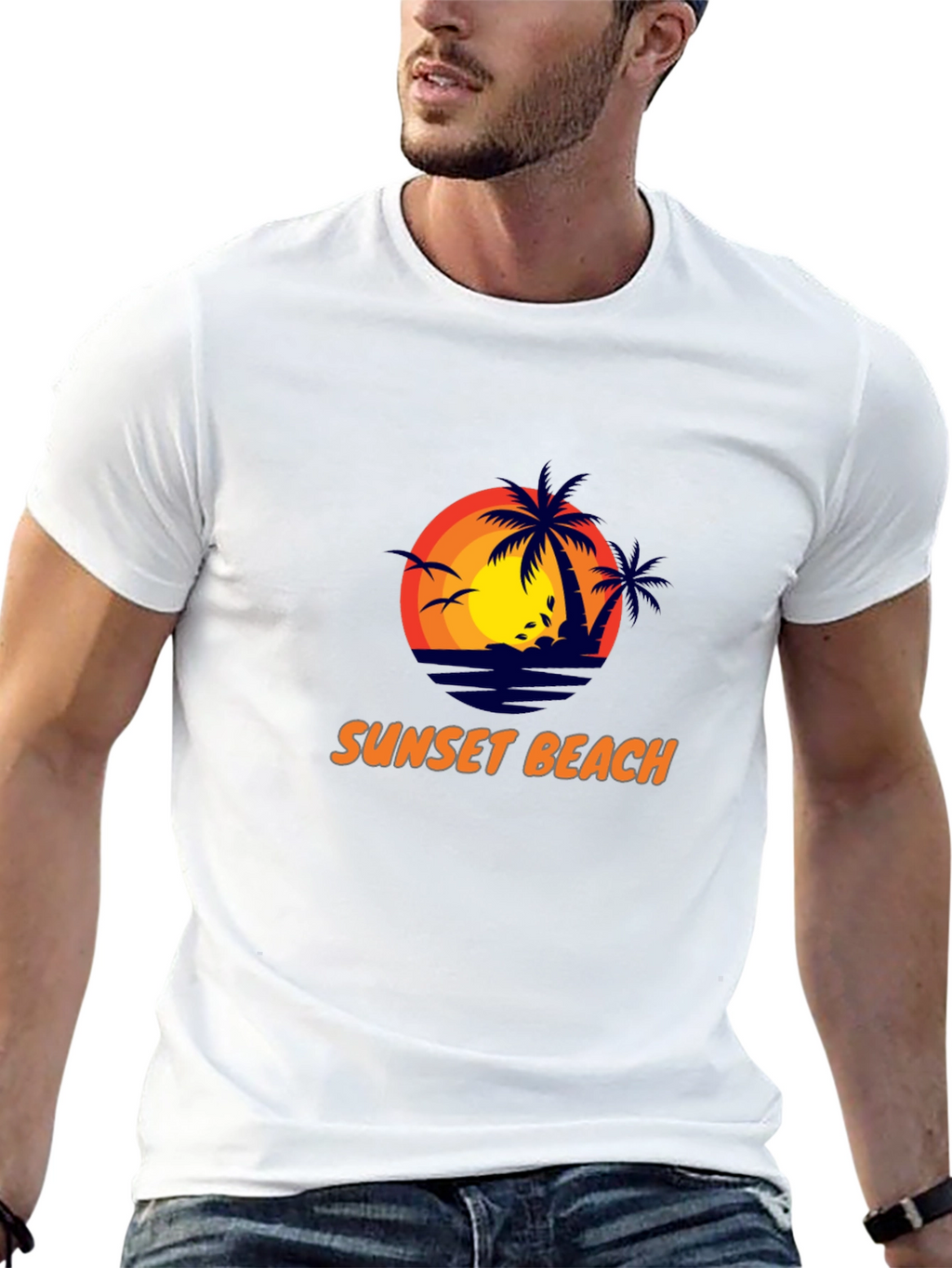 Sunset Beach Graphic Tee - Stylish Black T-Shirt