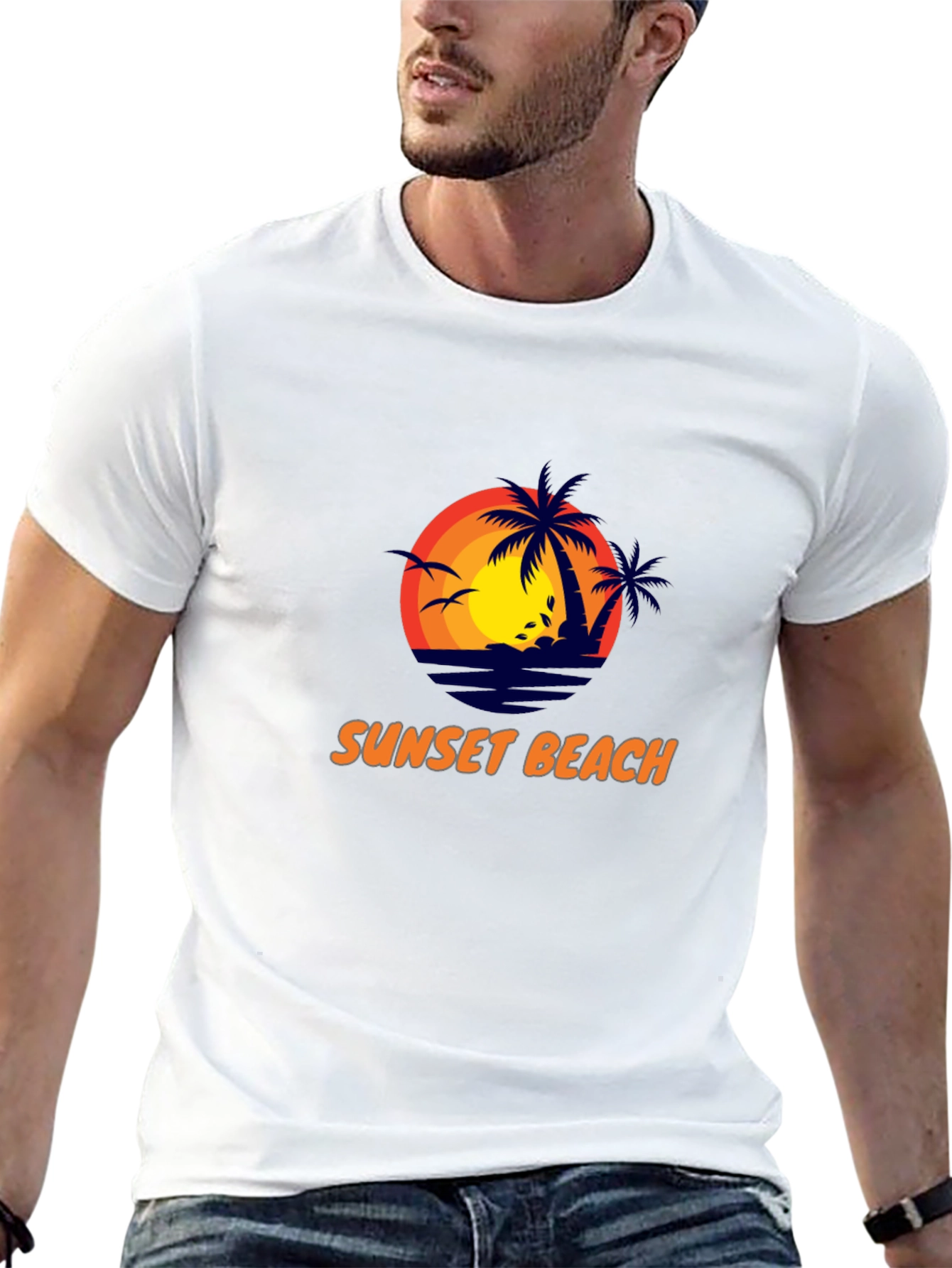Sunset Beach Graphic Tee - Stylish Black T-Shirt