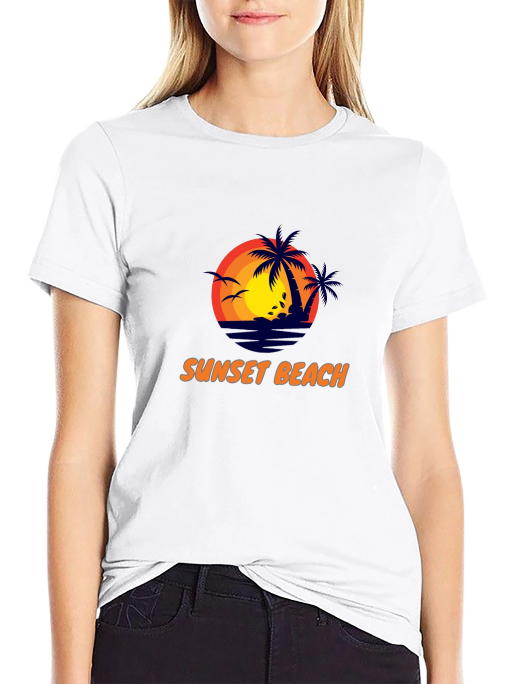 Sunset Beach Graphic Tee - Stylish Black T-Shirt