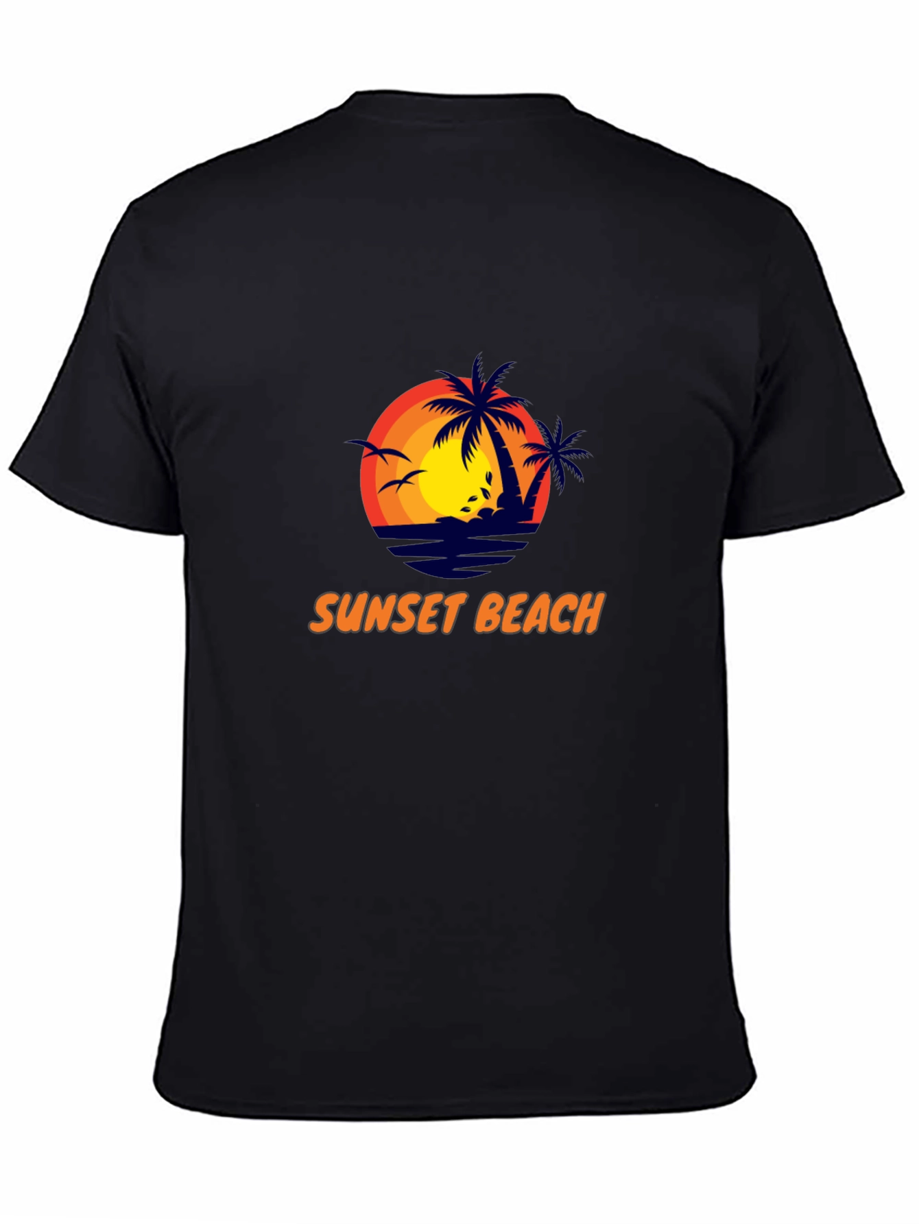 Sunset Beach Graphic Tee - Stylish Black T-Shirt