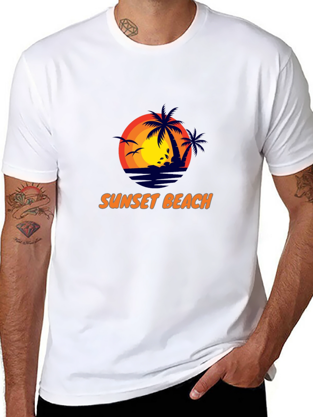 Sunset Beach Graphic Tee - Stylish Black T-Shirt
