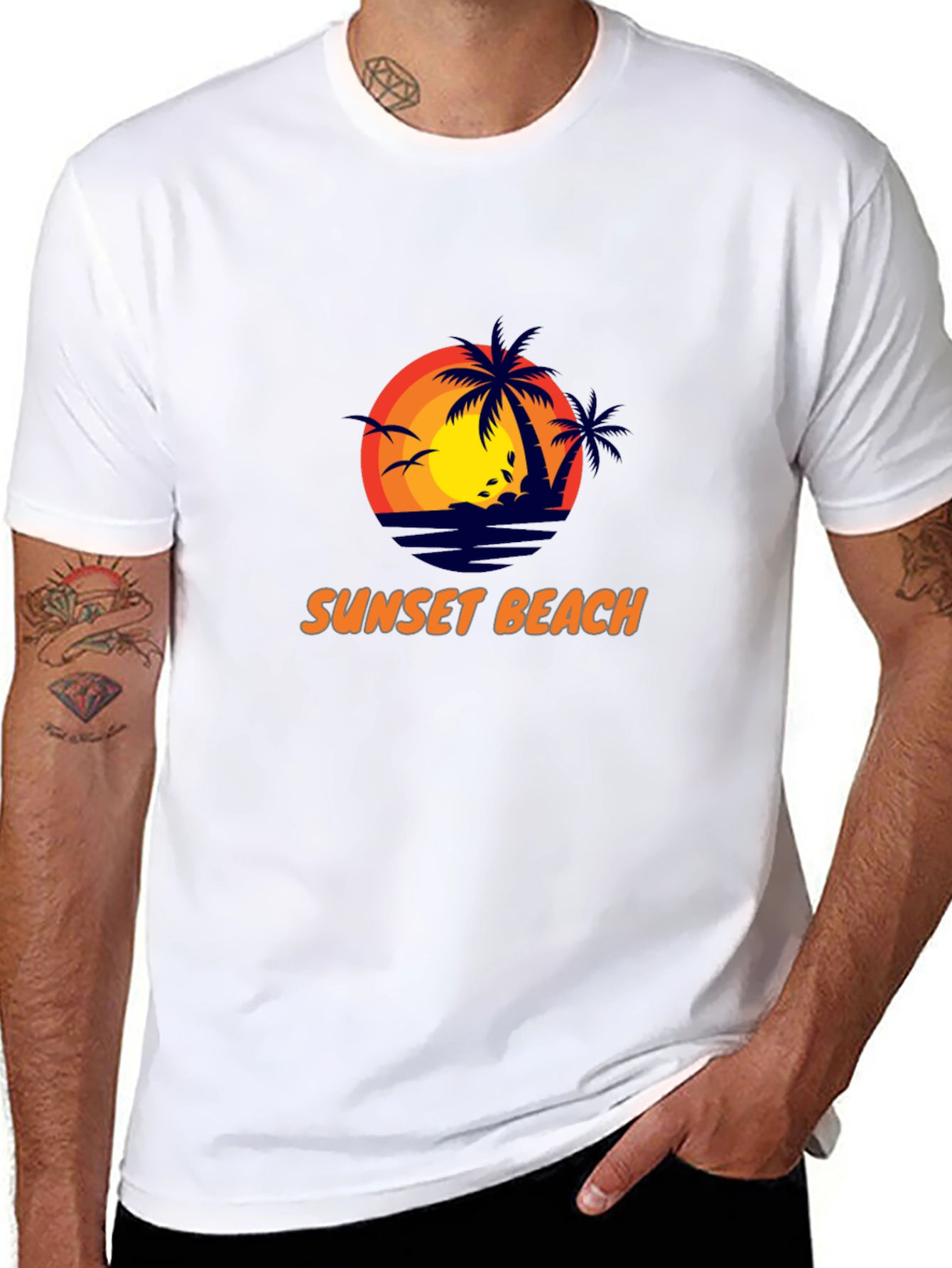 Sunset Beach Graphic Tee - Stylish Black T-Shirt