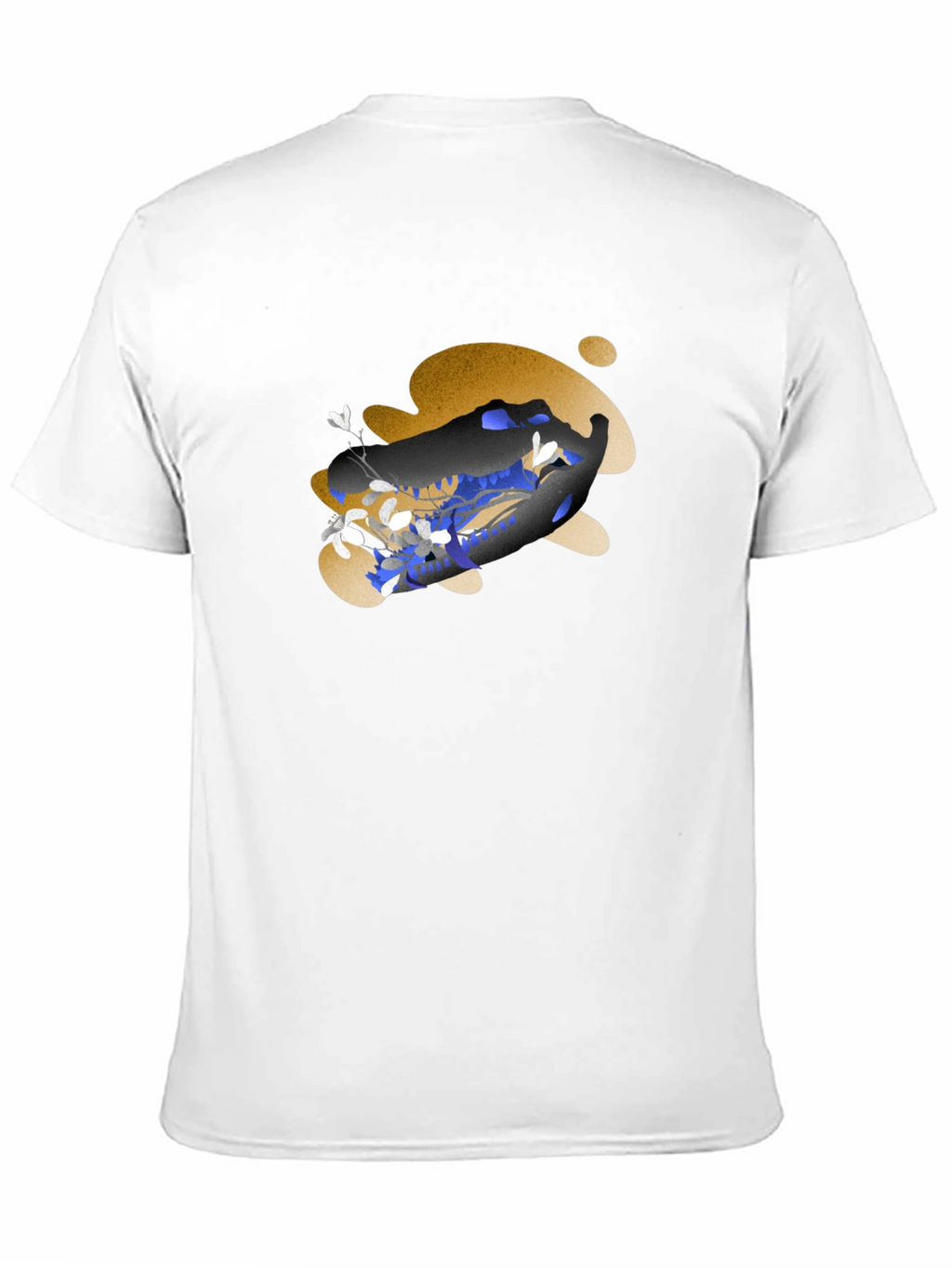 Artistic Floral Skull Graphic Tee - Black