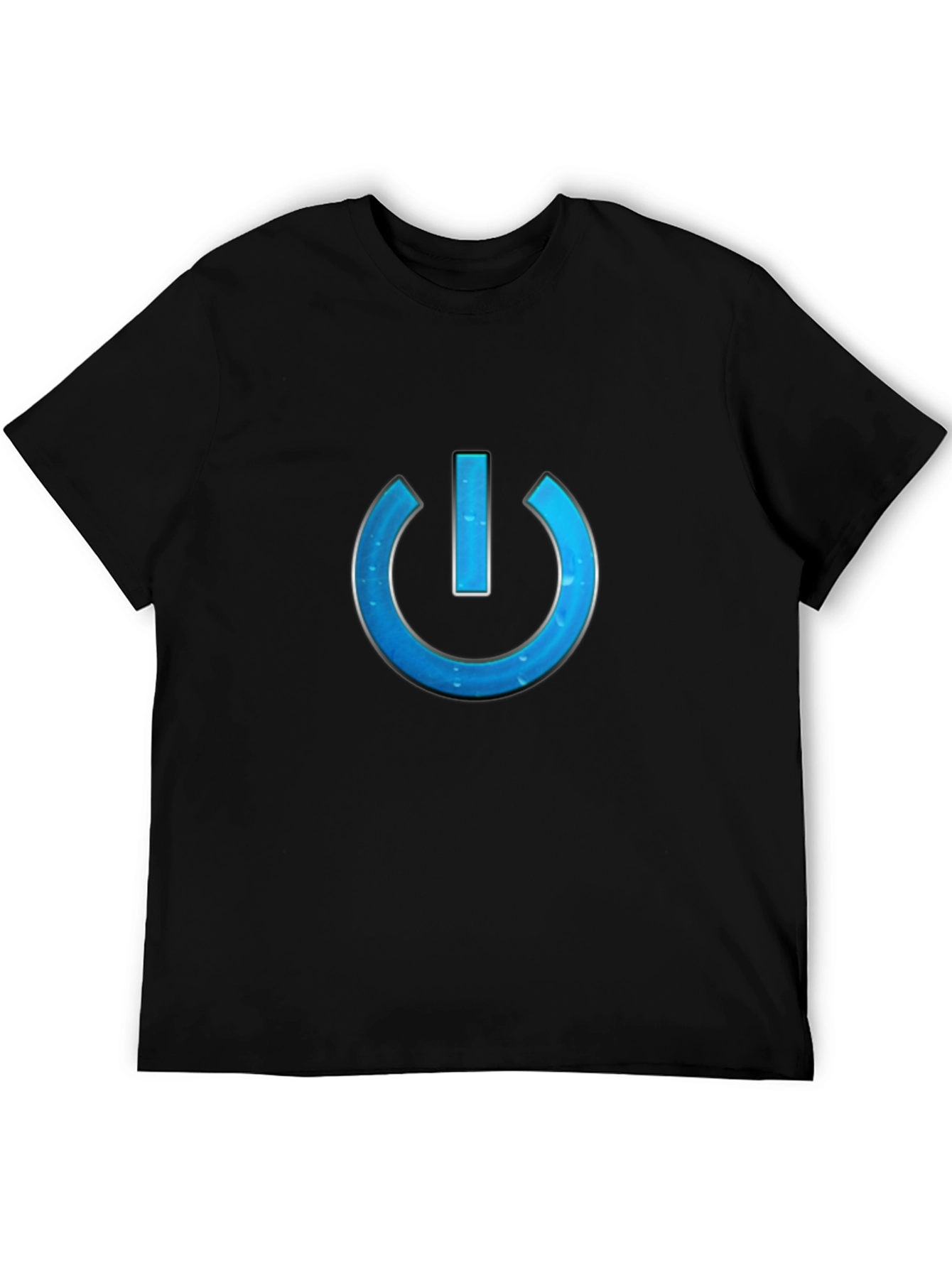 Tech-Style Power Button Graphic Tee - Black