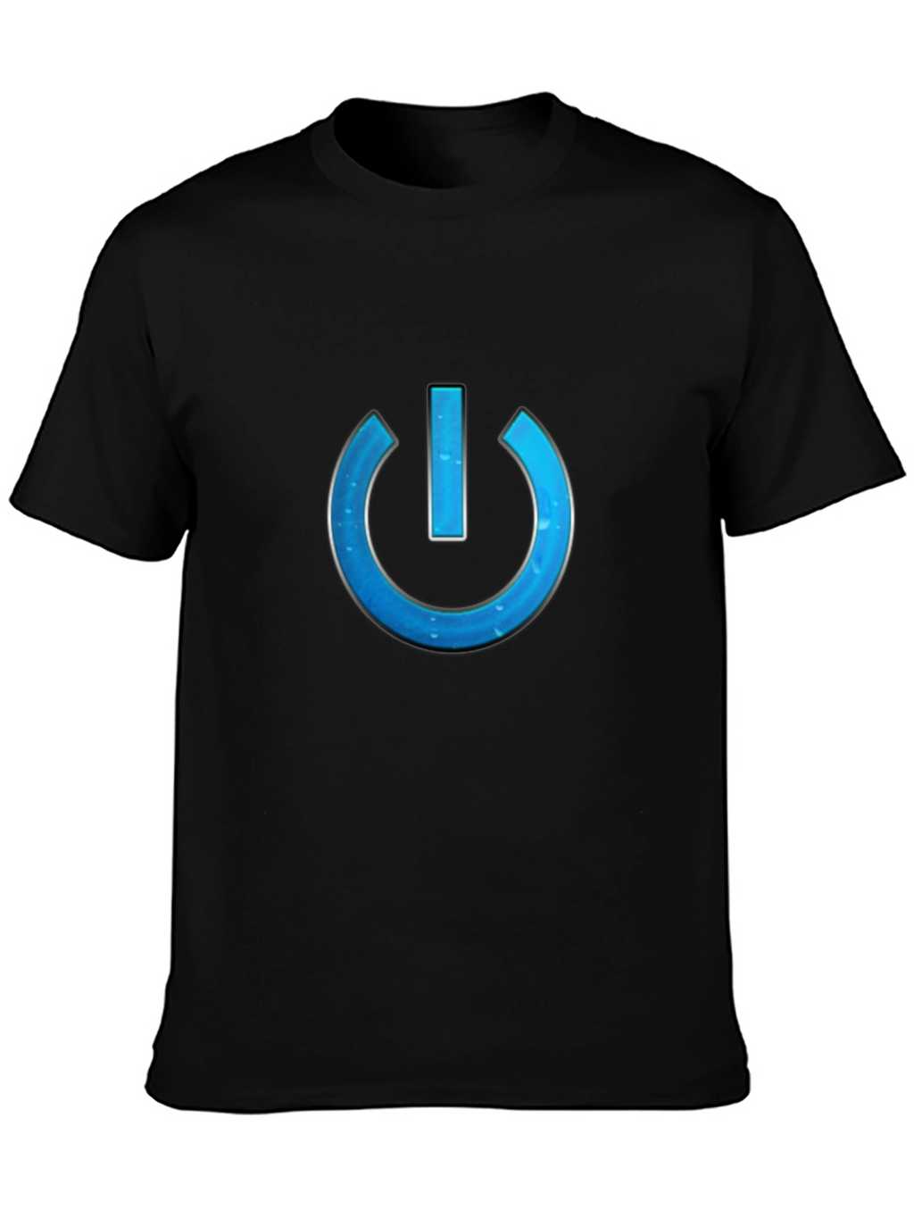 Tech-Style Power Button Graphic Tee - Black