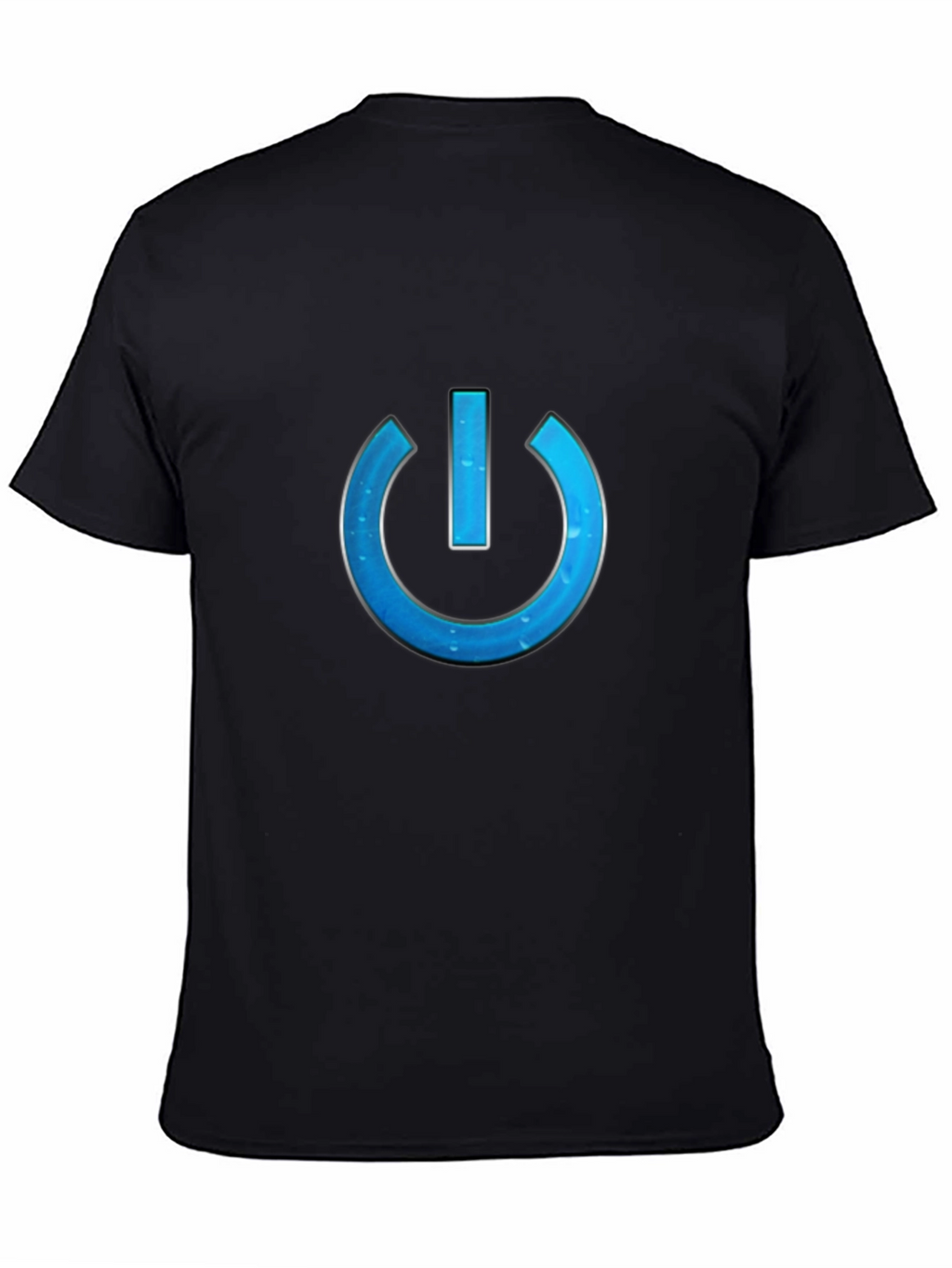 Tech-Style Power Button Graphic Tee - Black