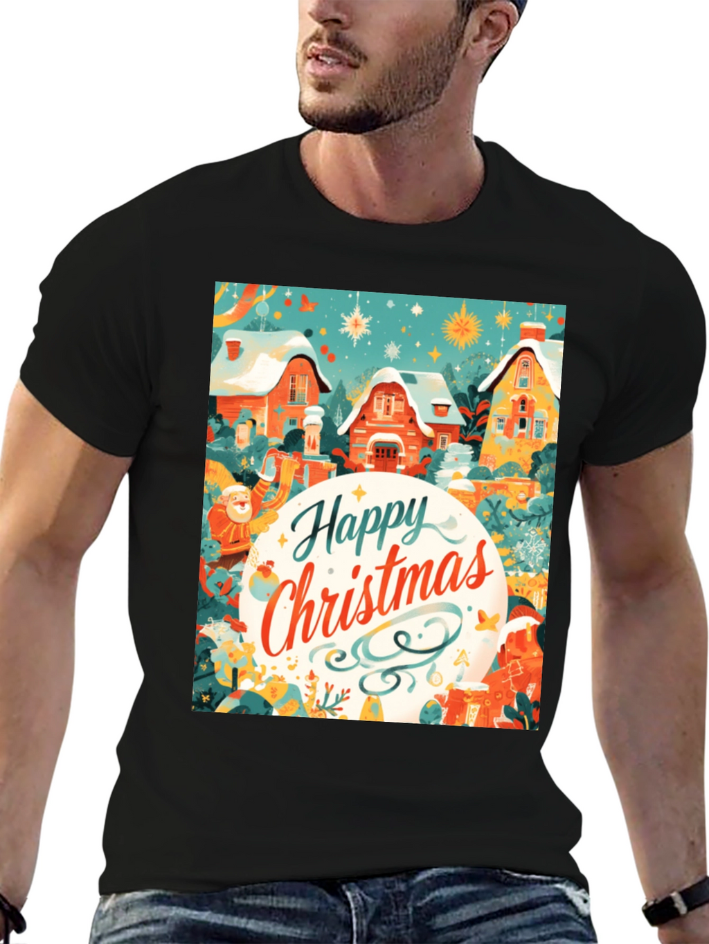 Festive Christmas Village Graphic Tee