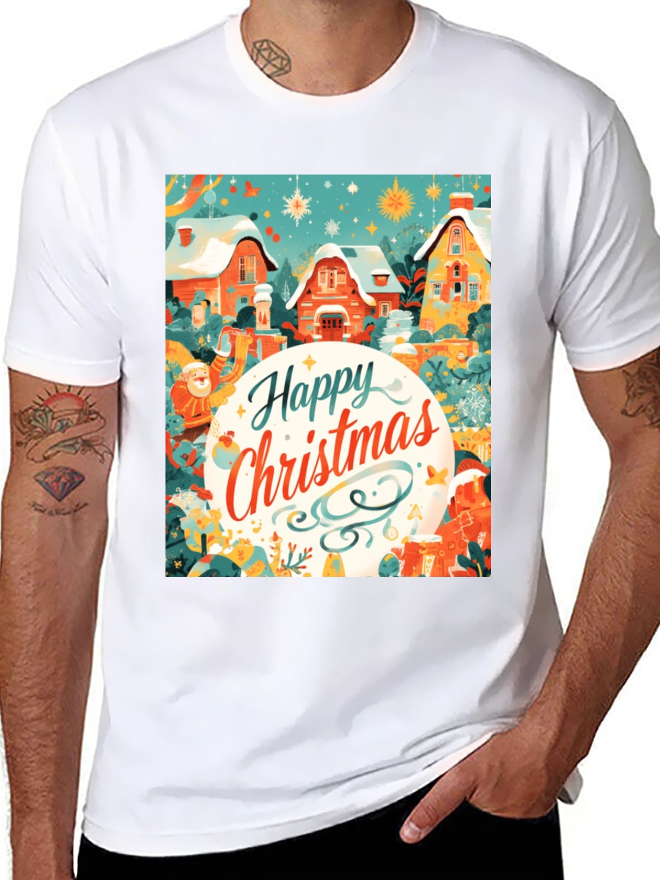 Festive Christmas Village Graphic Tee
