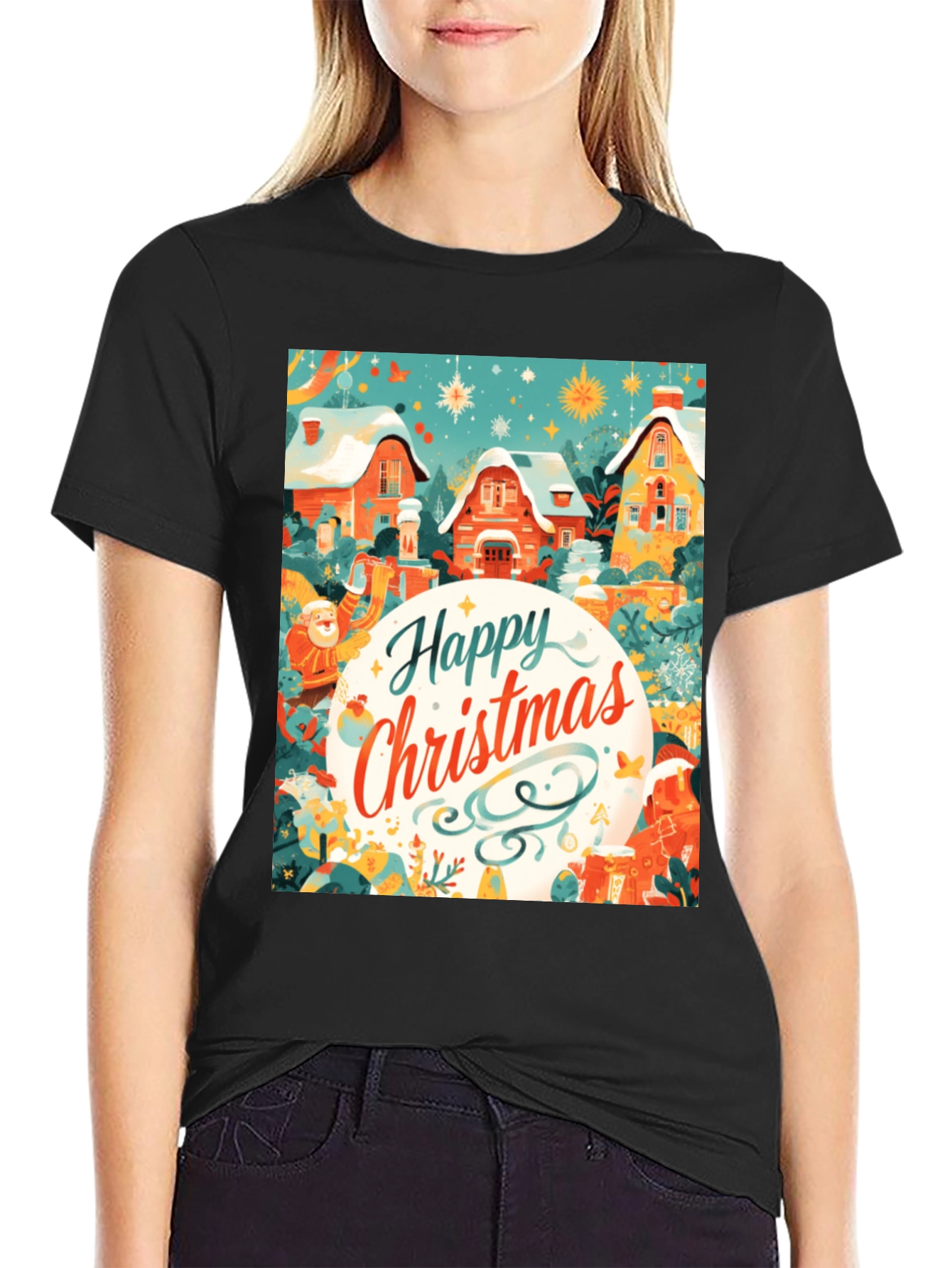 Festive Christmas Village Graphic Tee