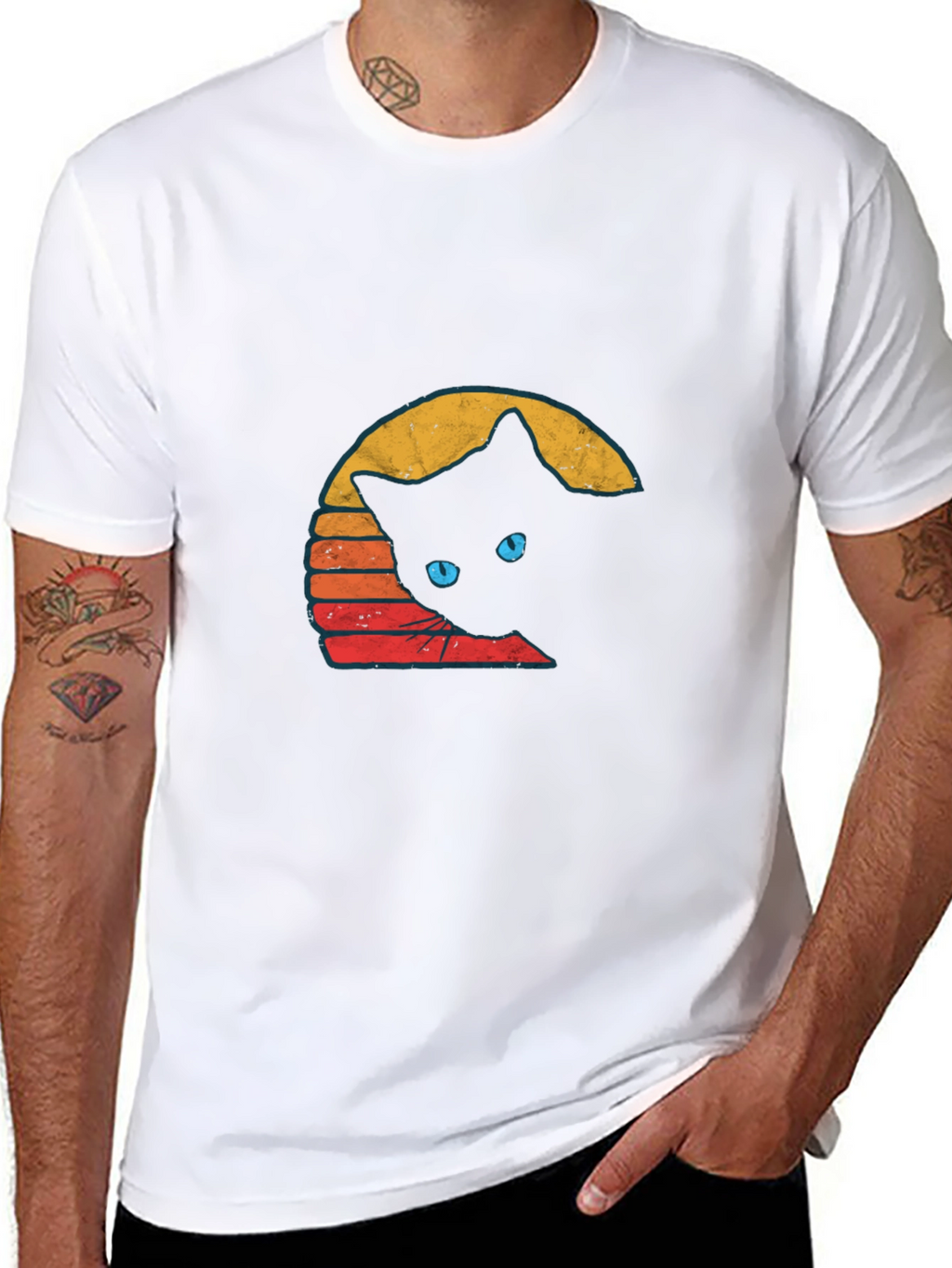 Retro Cat Graphic T-Shirt