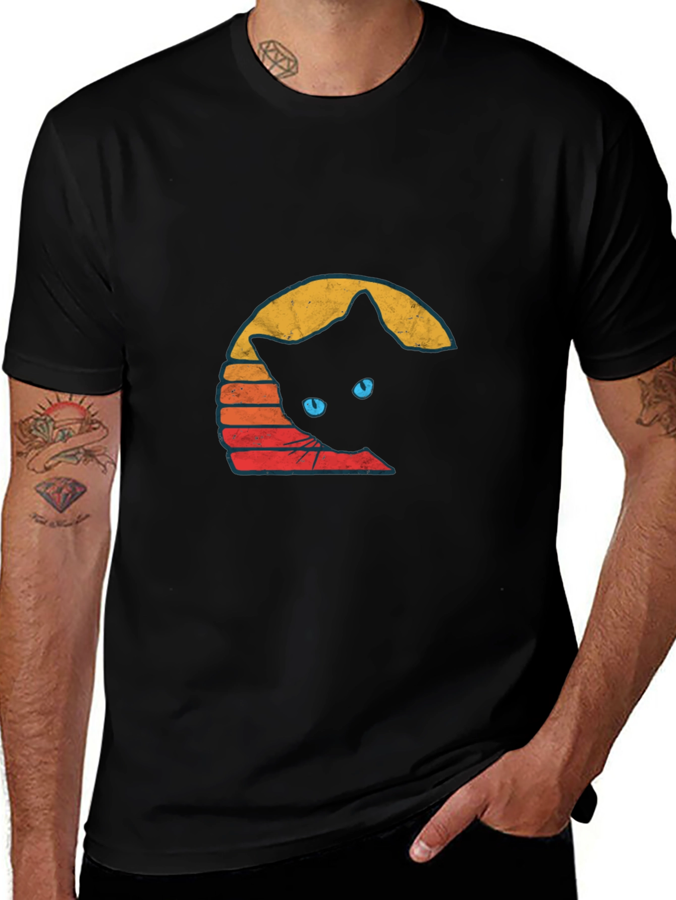 Retro Cat Graphic T-Shirt