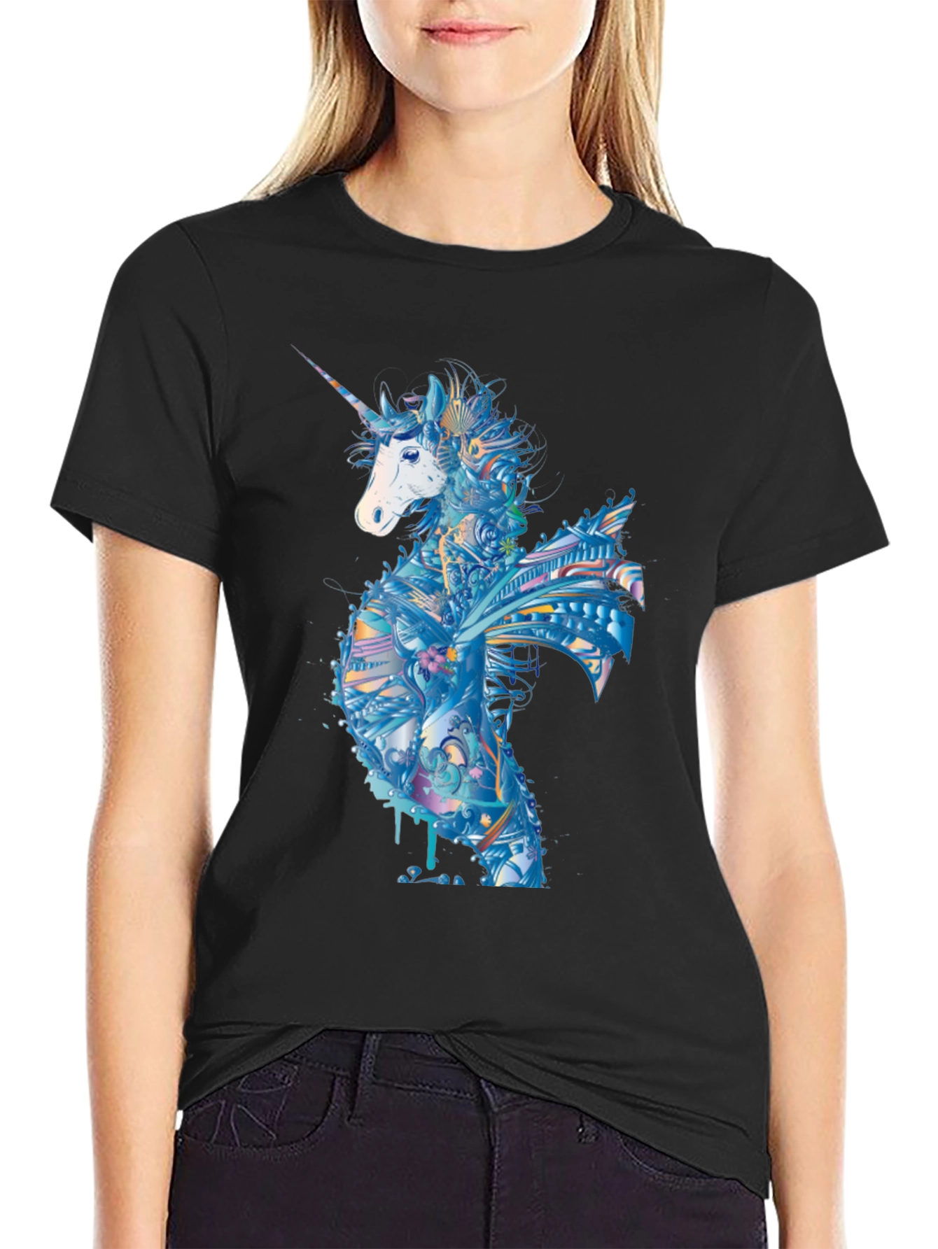 Unicorn Graphic Tee - Mens Black T-Shirt