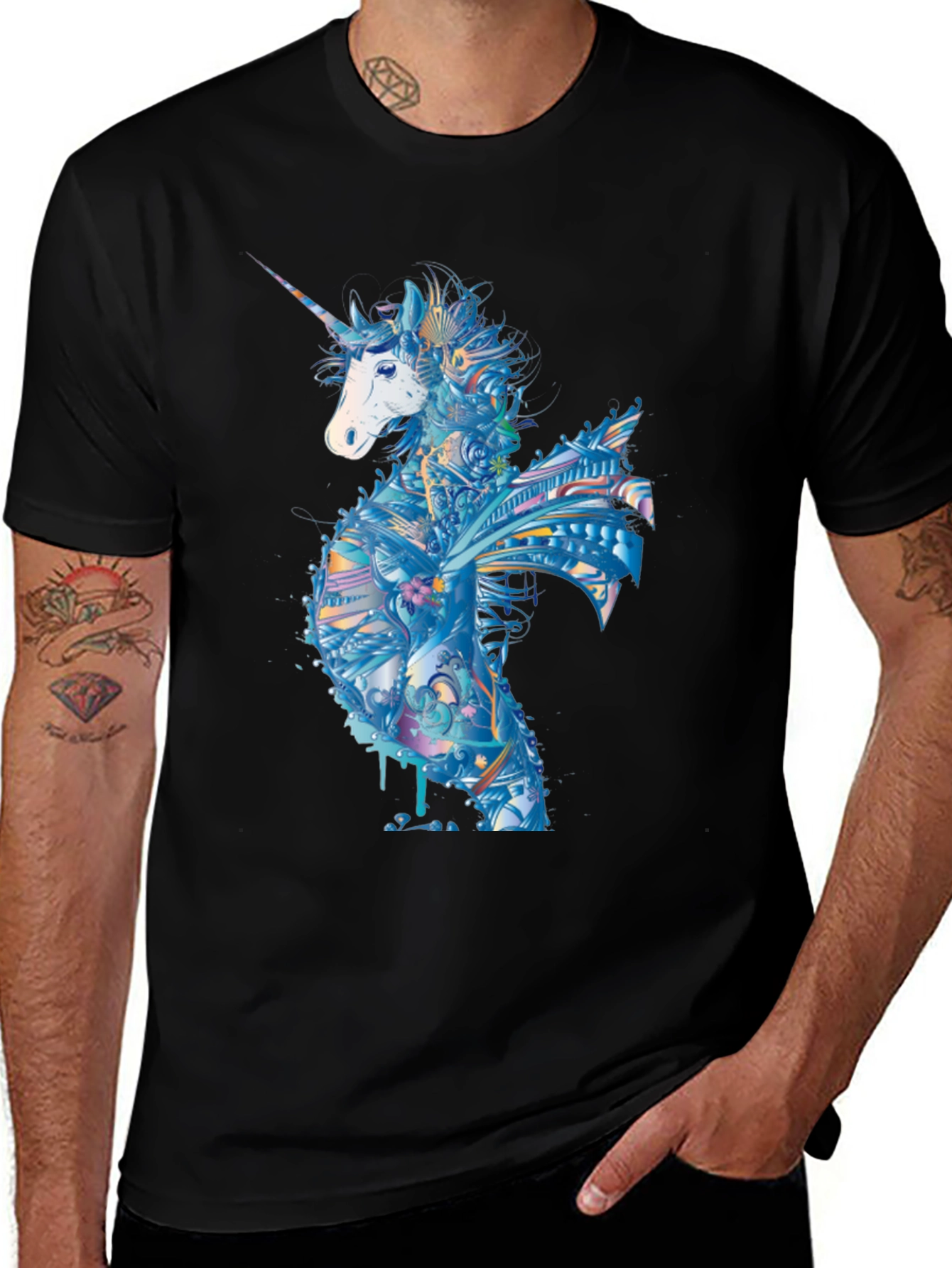 Unicorn Graphic Tee - Mens Black T-Shirt