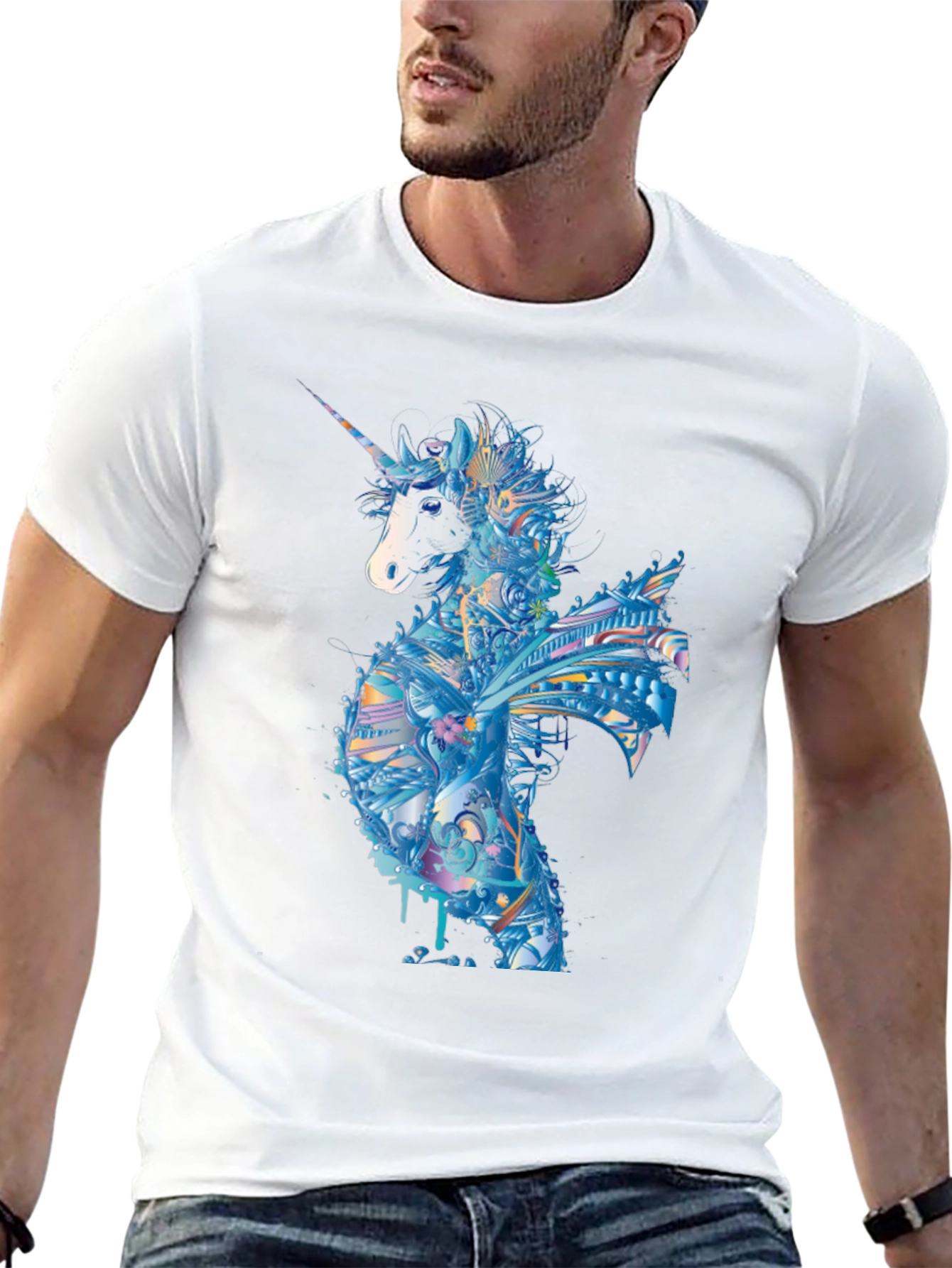 Unicorn Graphic Tee - Mens Black T-Shirt