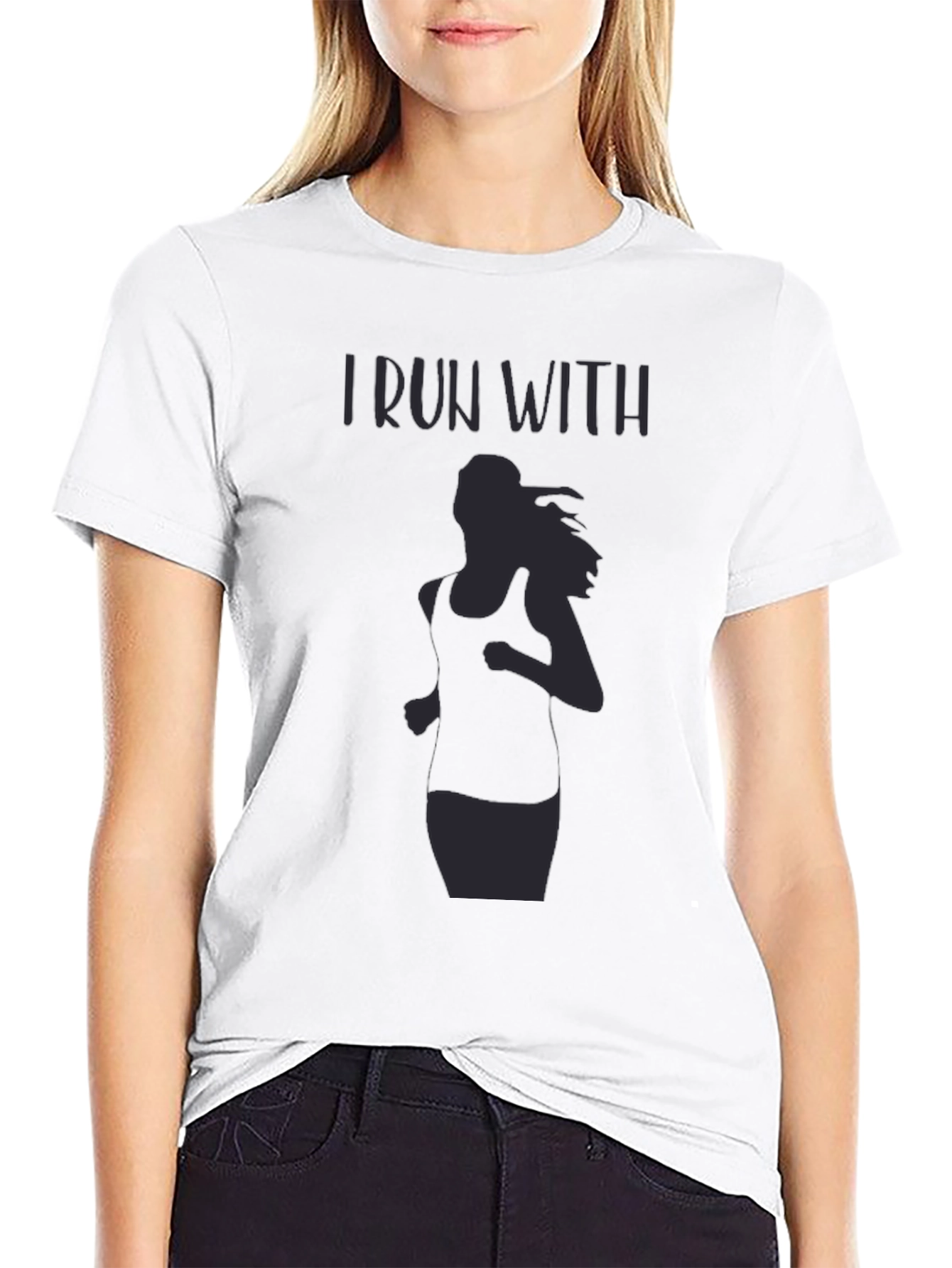 I Run With Womens Running Graphic Tee