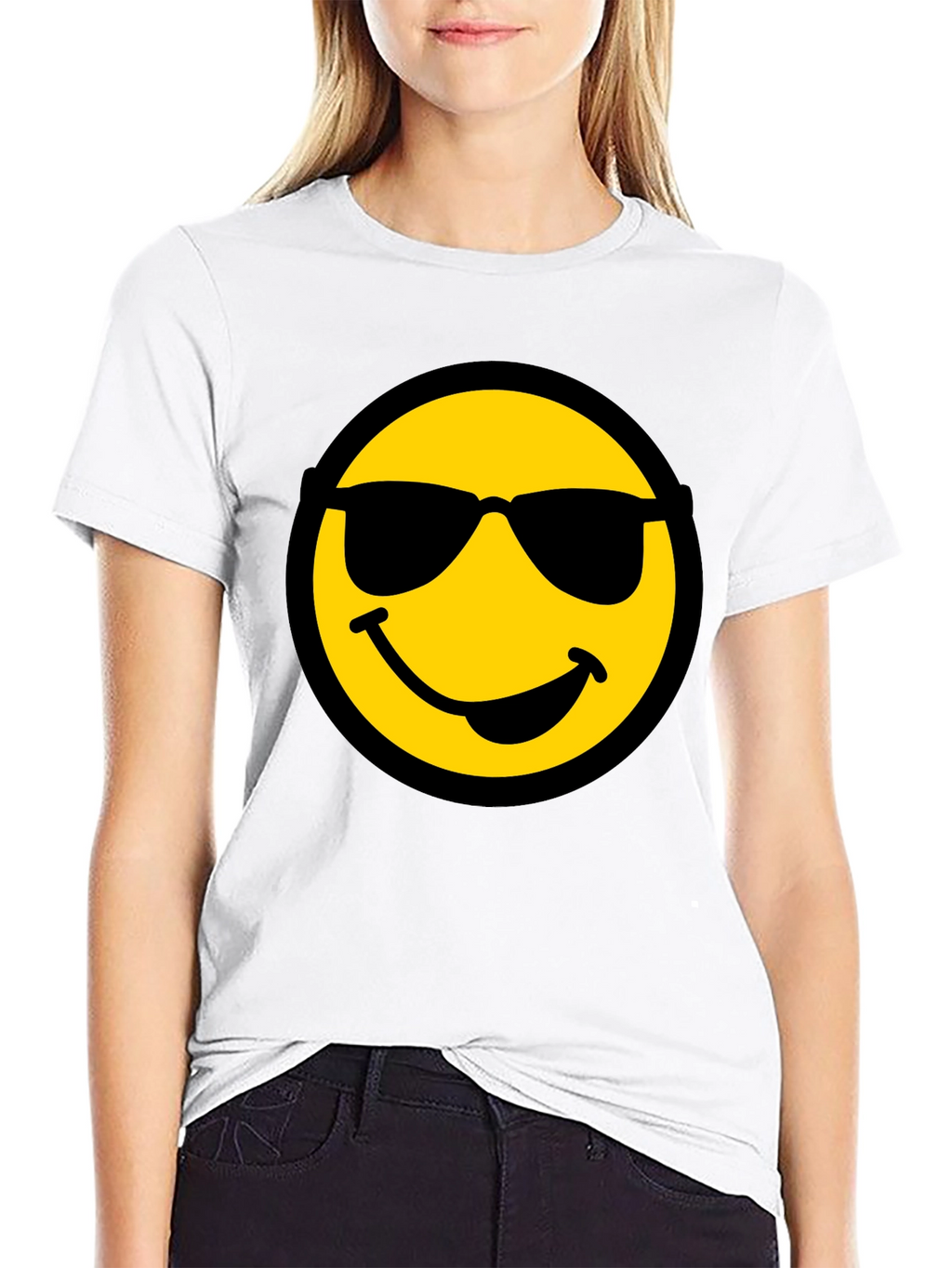 Cool Smiley Face Graphic Black T-Shirt